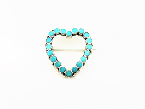 Zuni Petitpoint Heart Pin