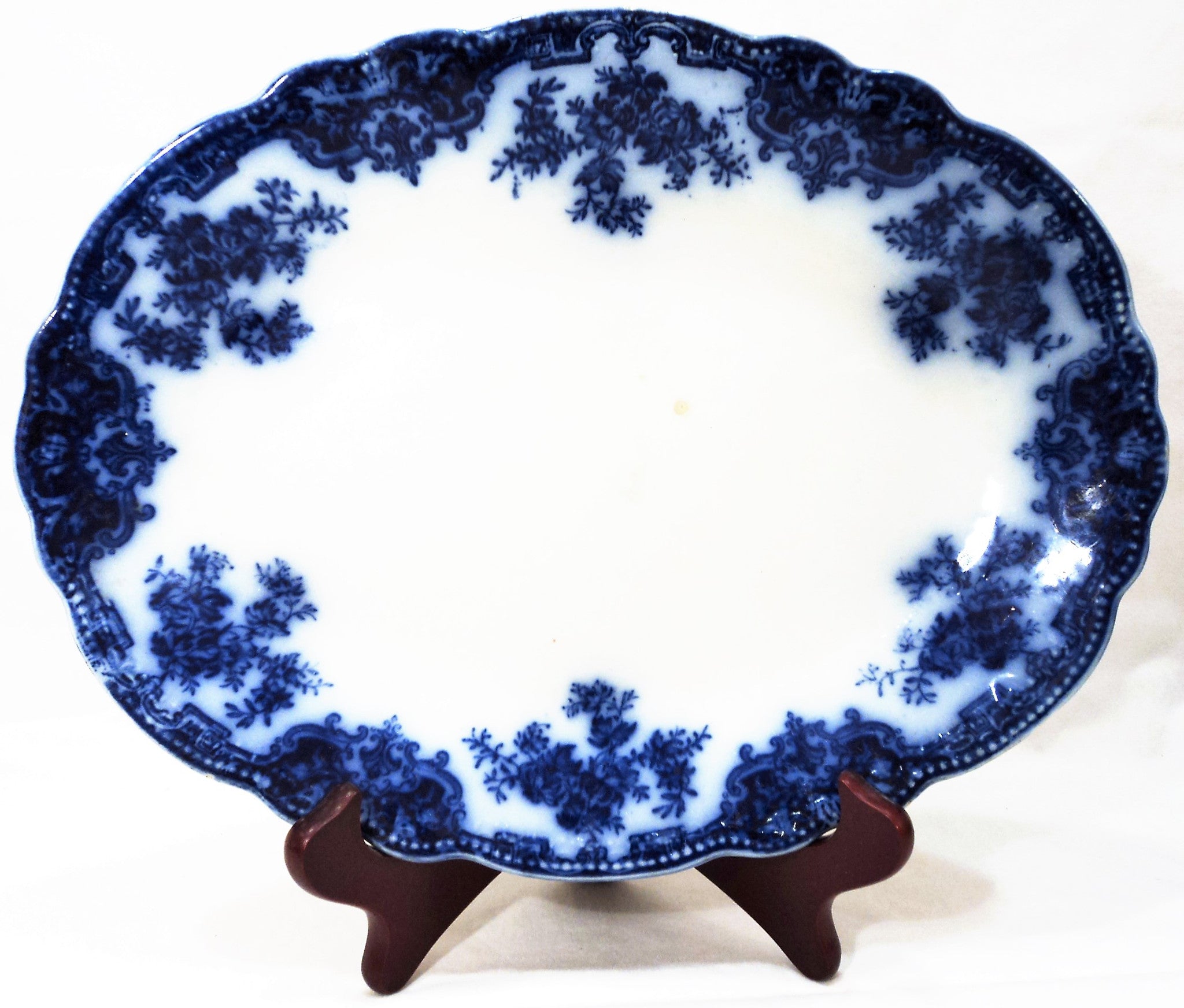 Antique Flow Blue Oval Dish