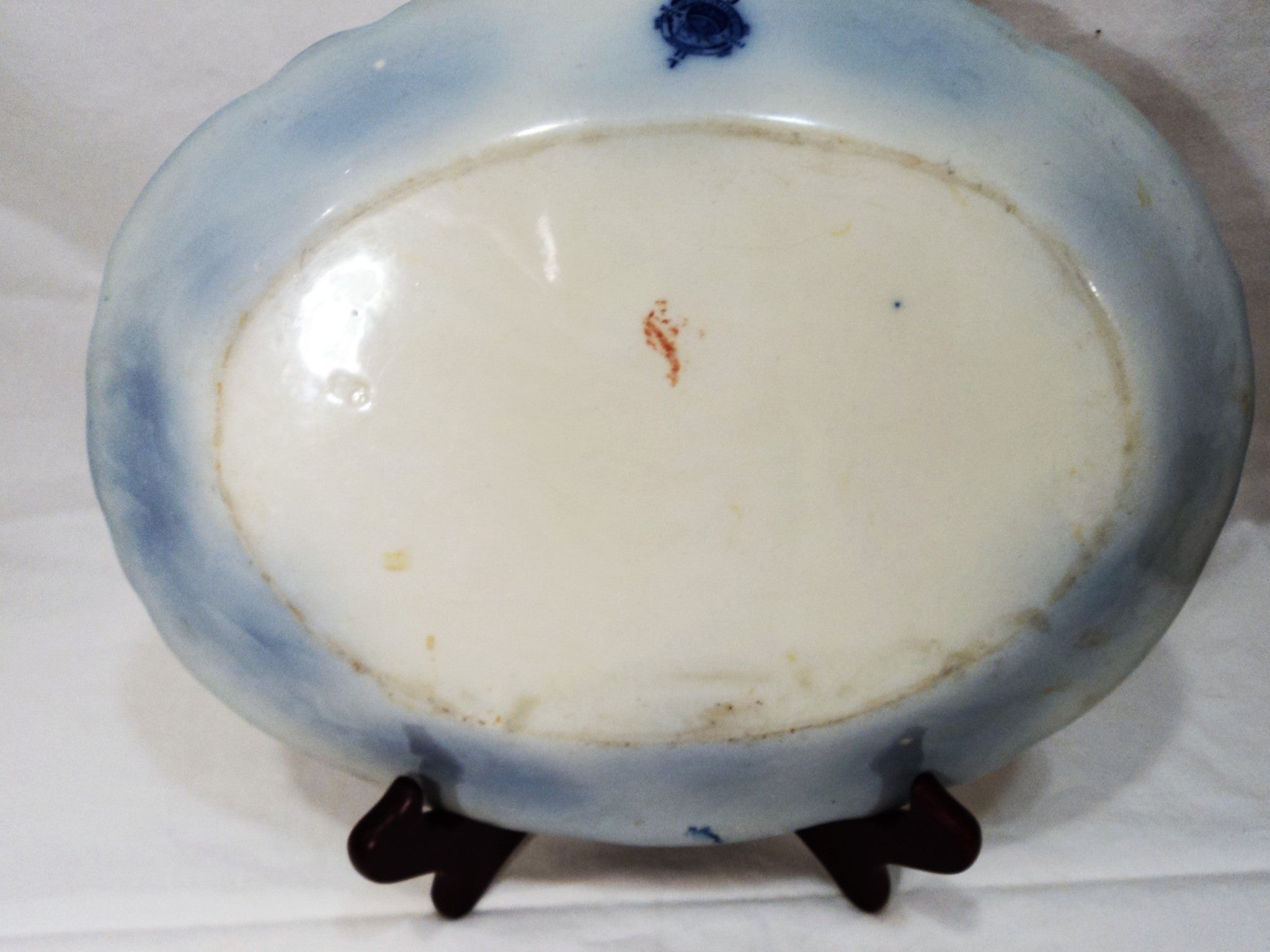 Antique Flow Blue Oval Dish