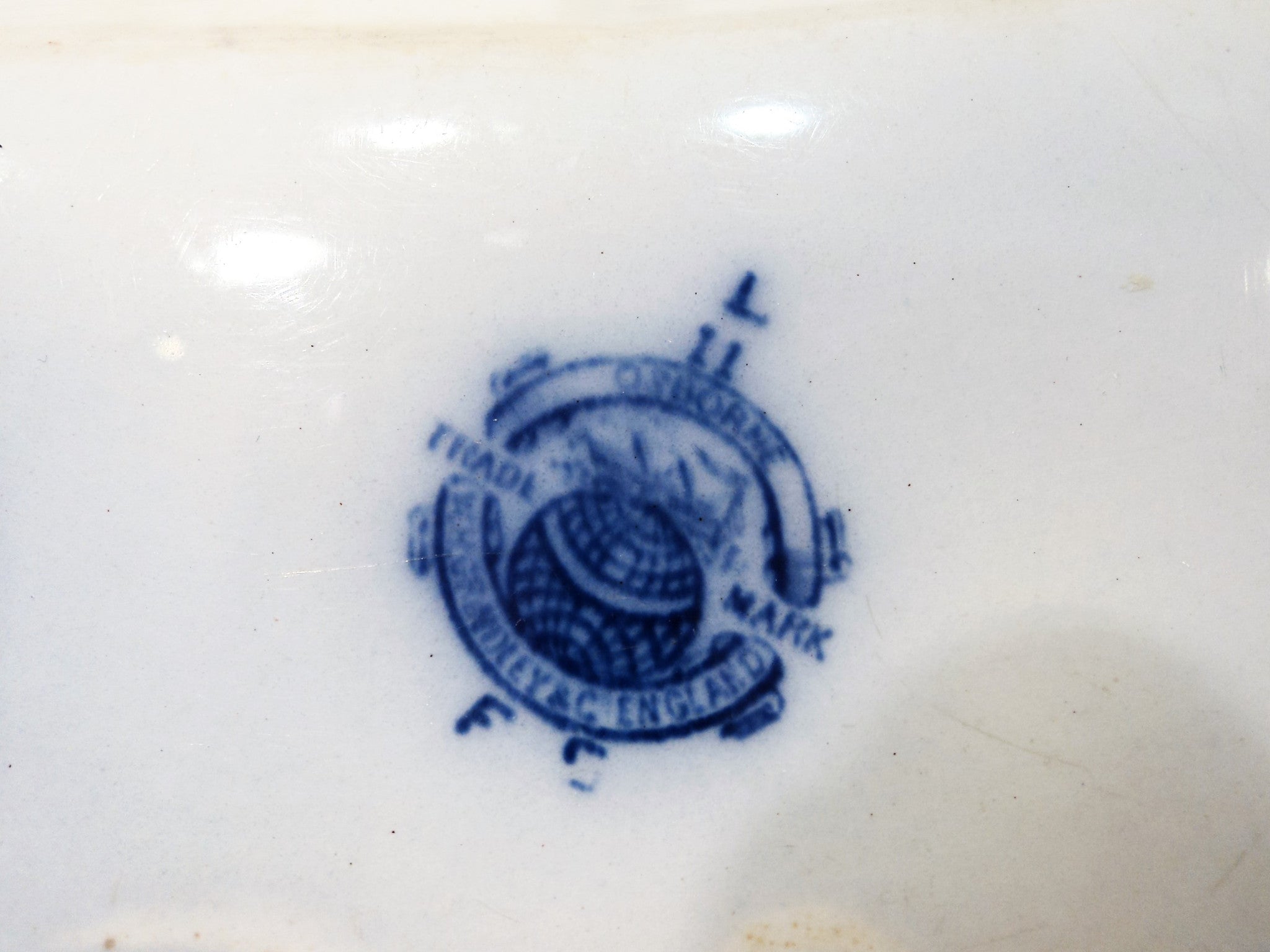 Antique Flow Blue Oval Dish