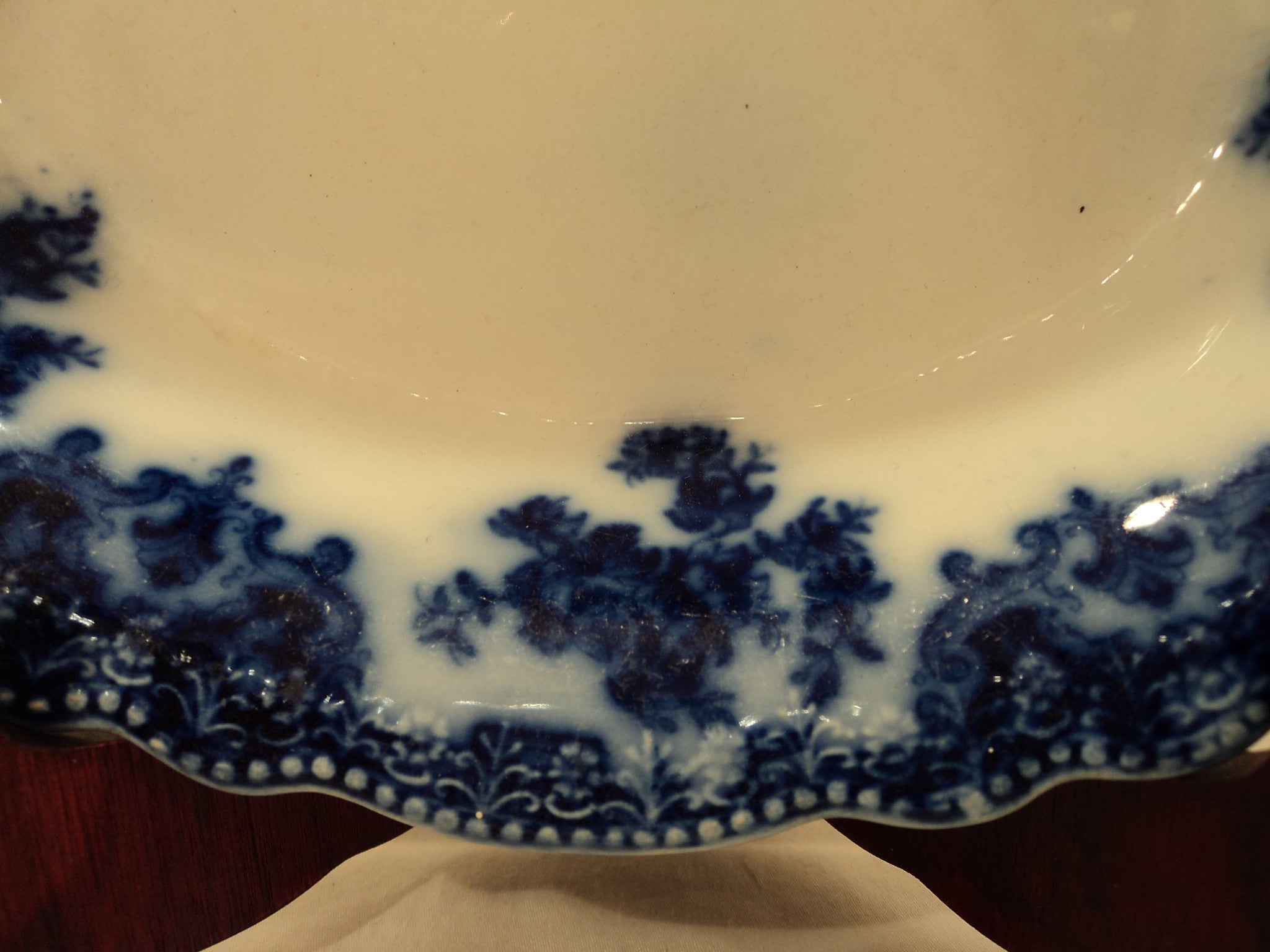 Antique Flow Blue Oval Dish