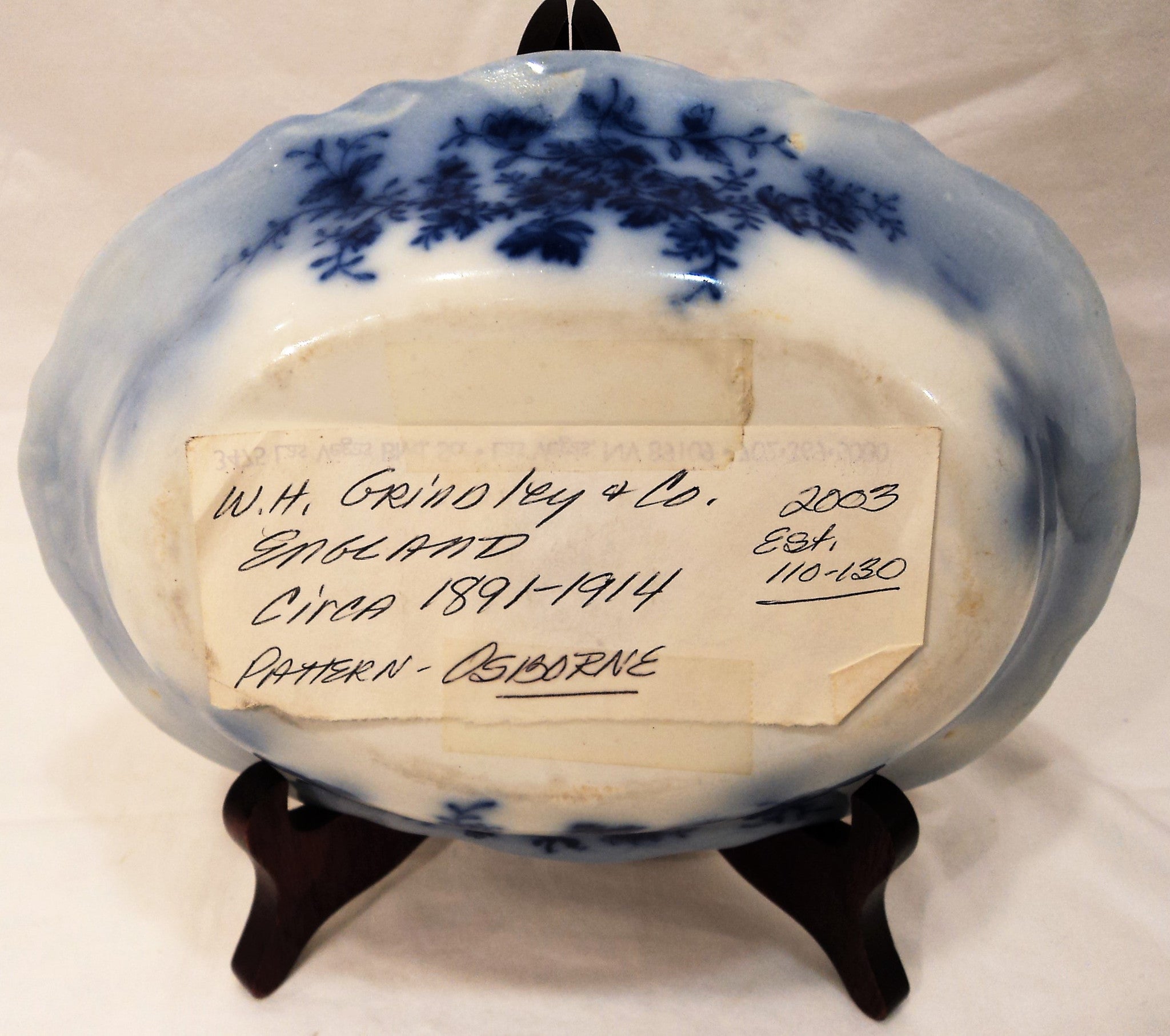Antique Flow Blue Oval Dish