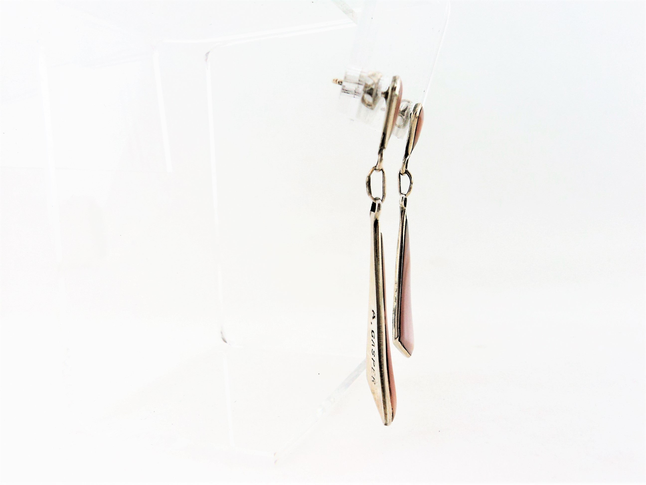 Annie Gasper Pink Mother of Pearl and Sterling Earrings