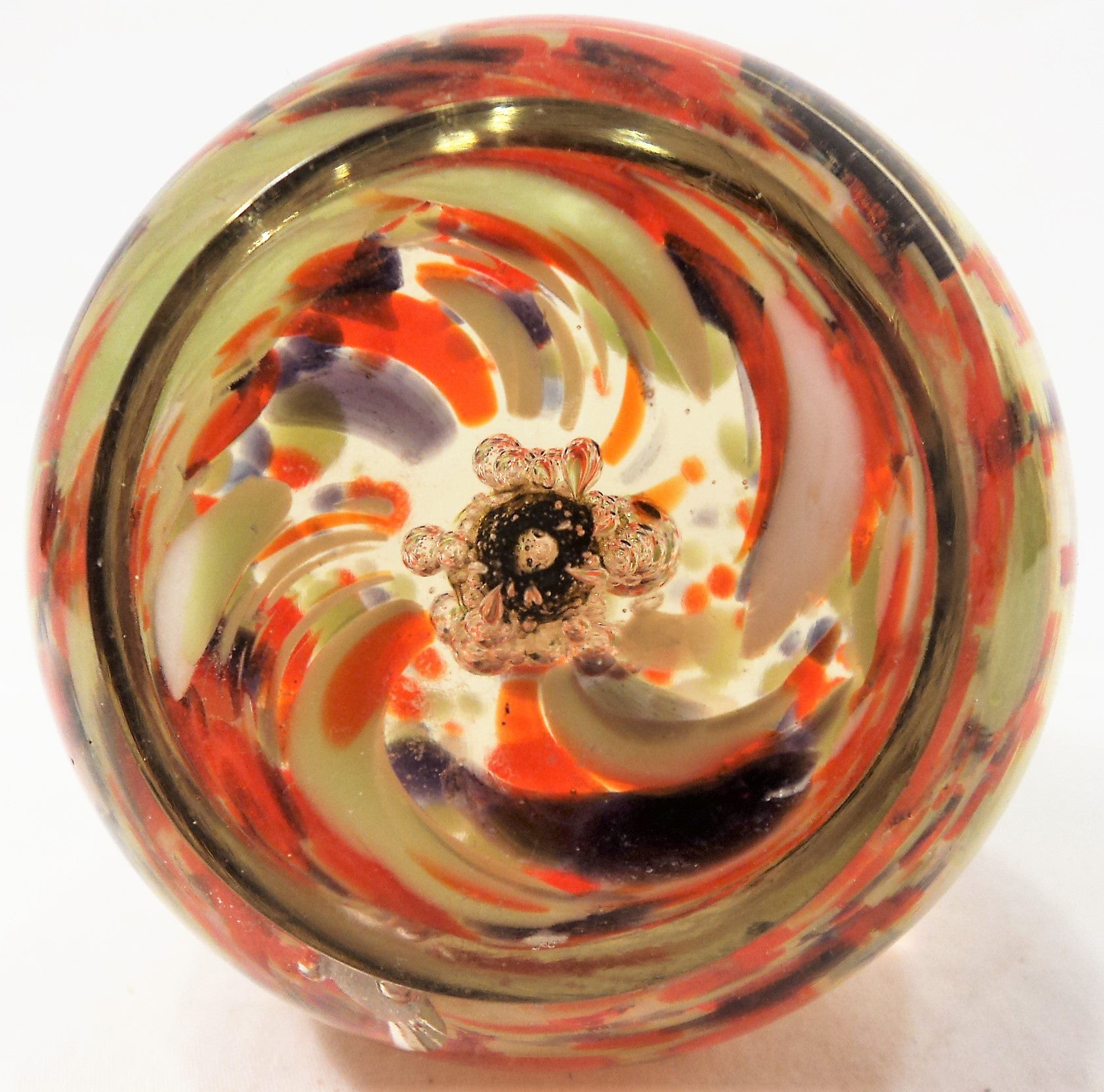 Control-Bubble Vintage Art Glass Paperweight