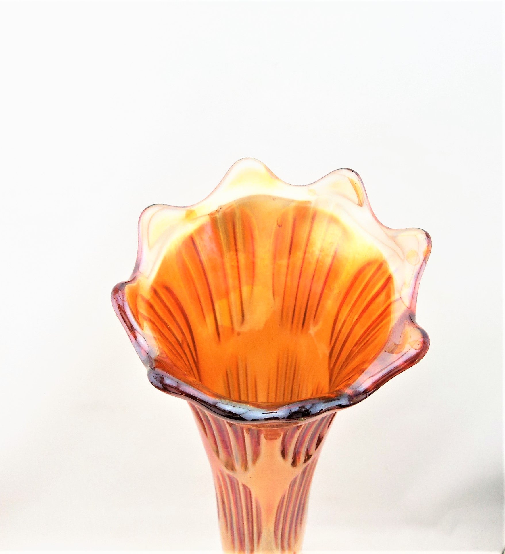 Fenton Diamond and Rib Marigold Carnival Glass Vase