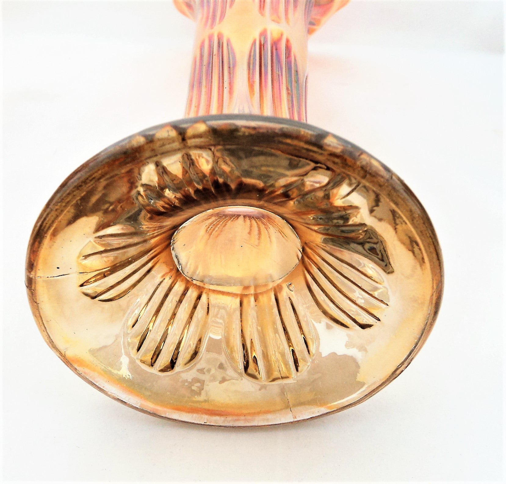 Fenton Diamond and Rib Marigold Carnival Glass Vase