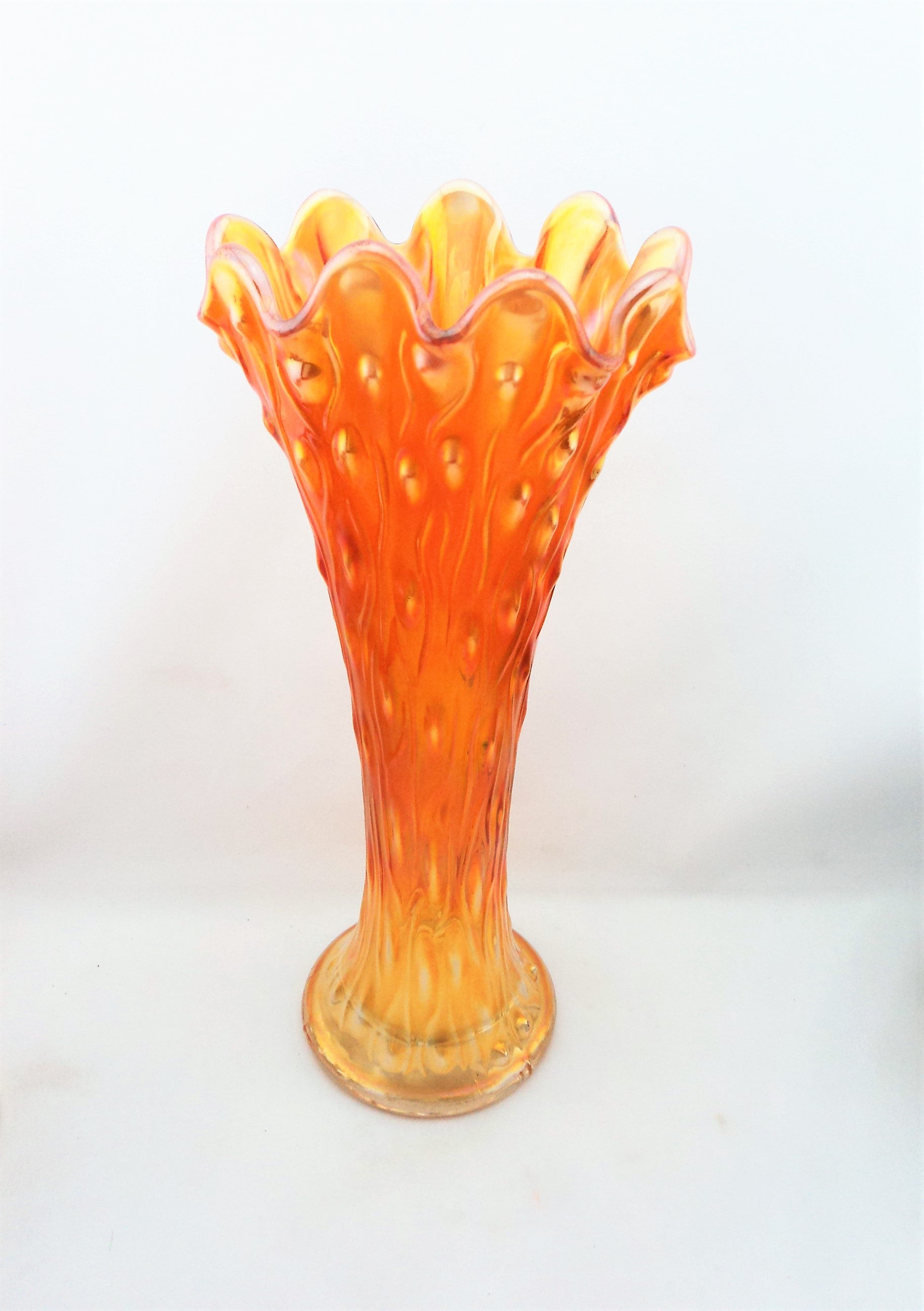 Antique Northwood Marigold Tree Trunk Carnival Glass Vase