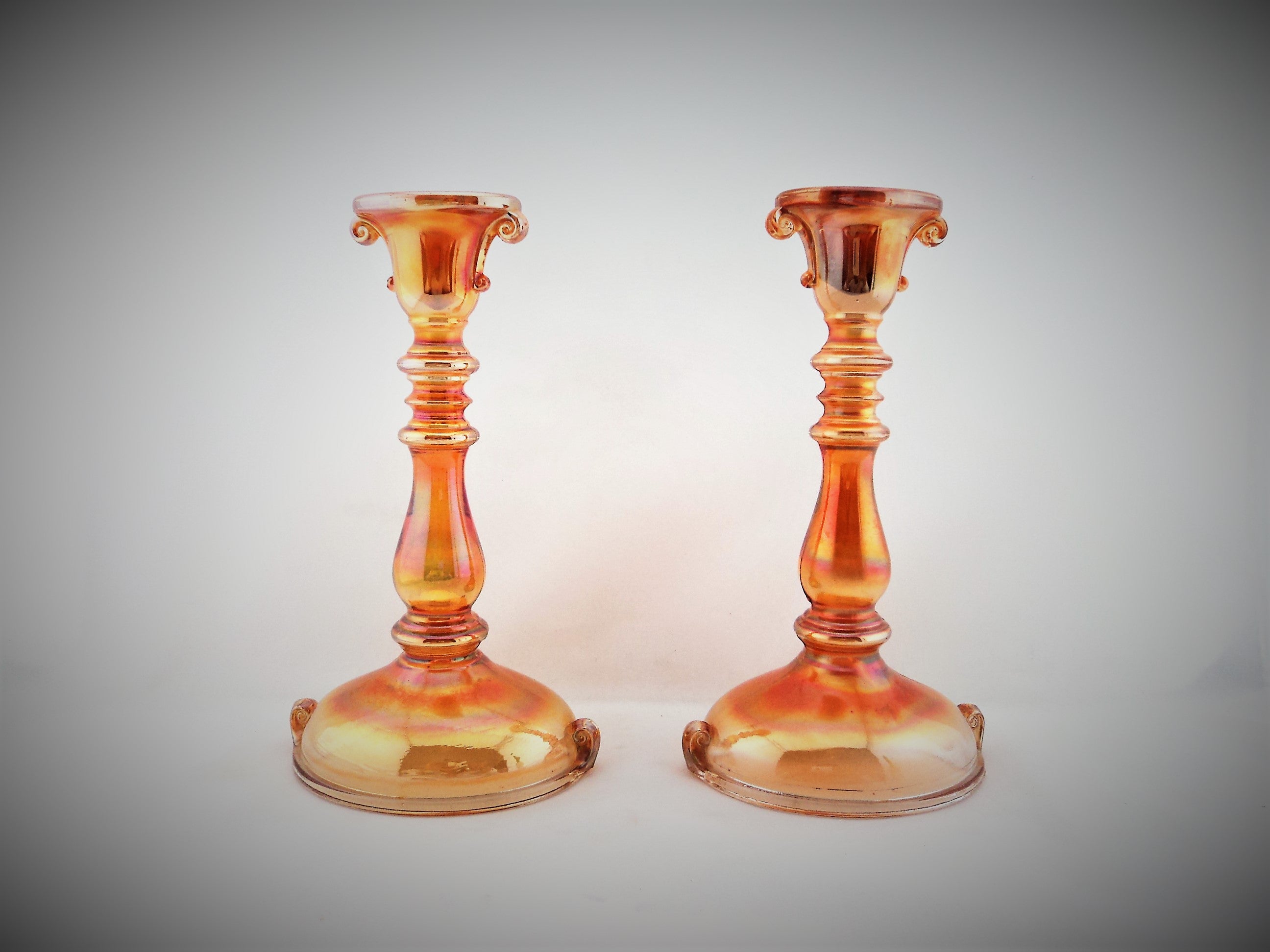 1920s Imperial Carnival Glass Candle Holders