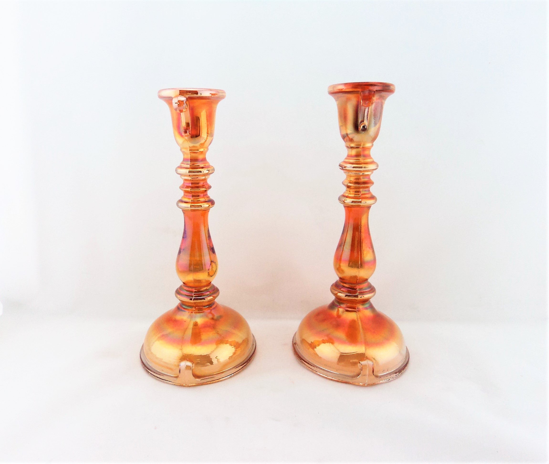 1920s Imperial Carnival Glass Candle Holders