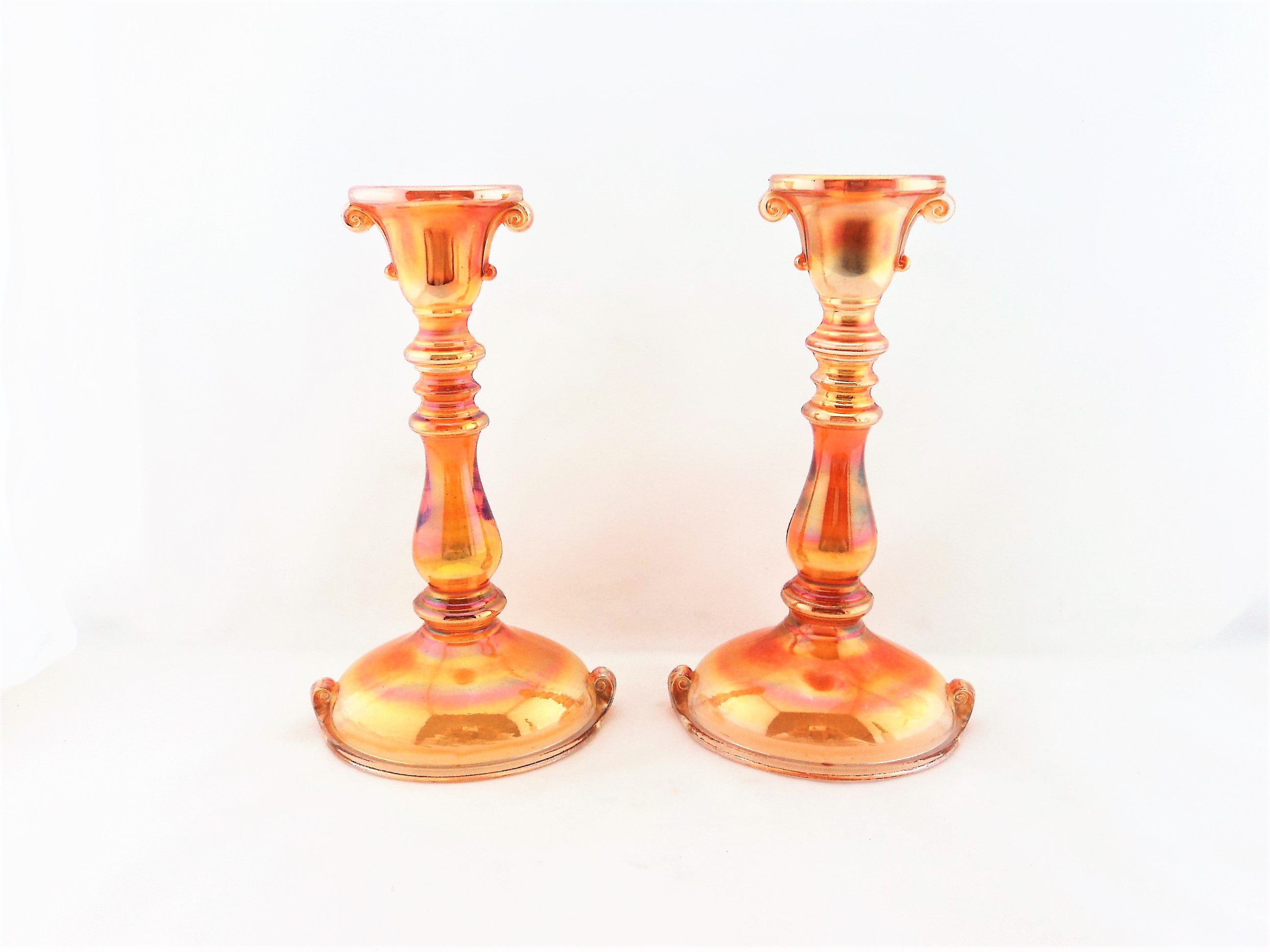 1920s Imperial Carnival Glass Candle Holders