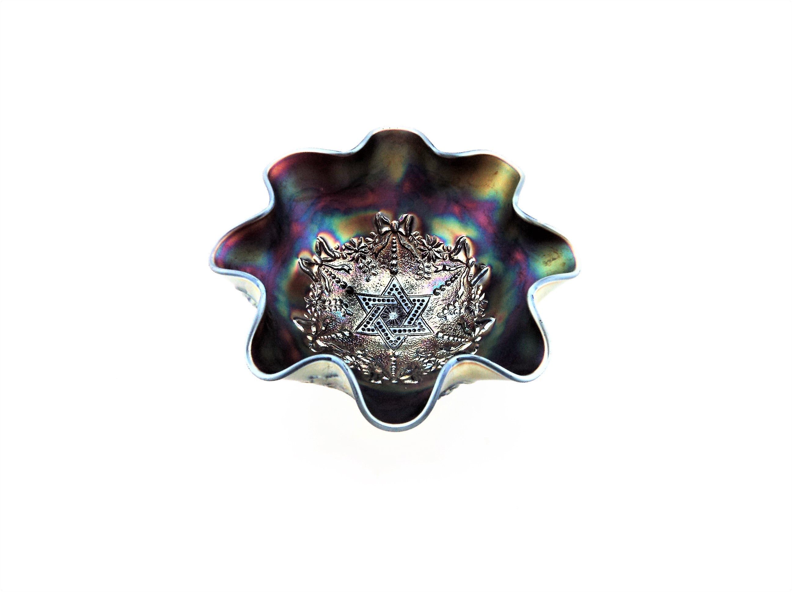 Northwood Star of David Carnival Glass Bowl