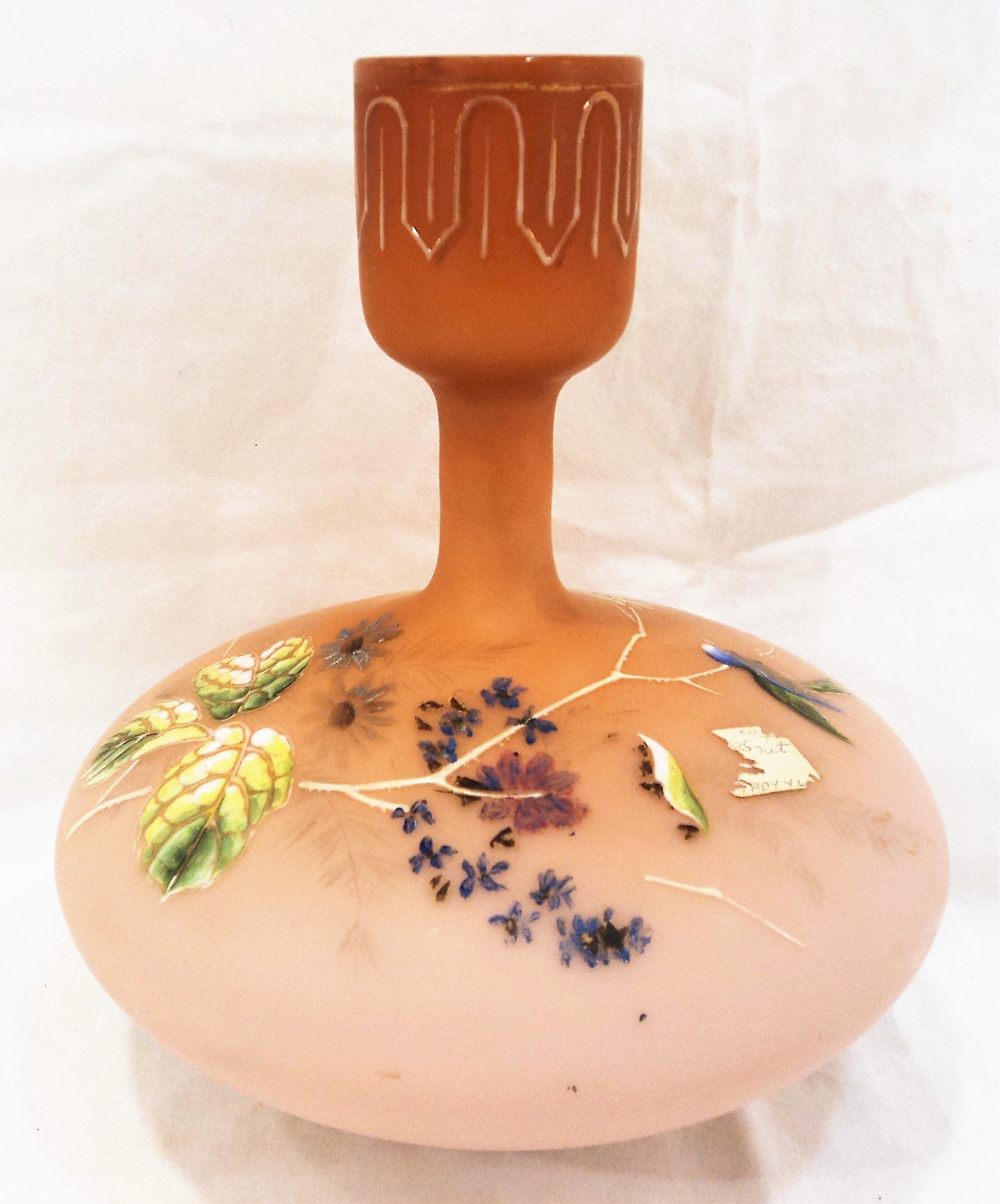 Victorian Enameled and Cased Satin Art Glass Vase