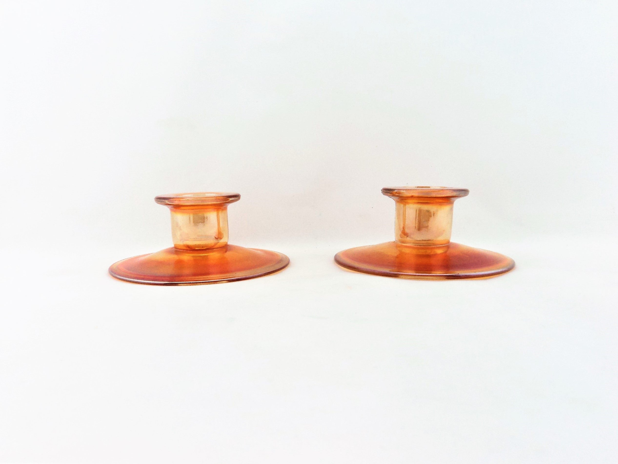 Vintage Carnival Glass Candle Holder Pair