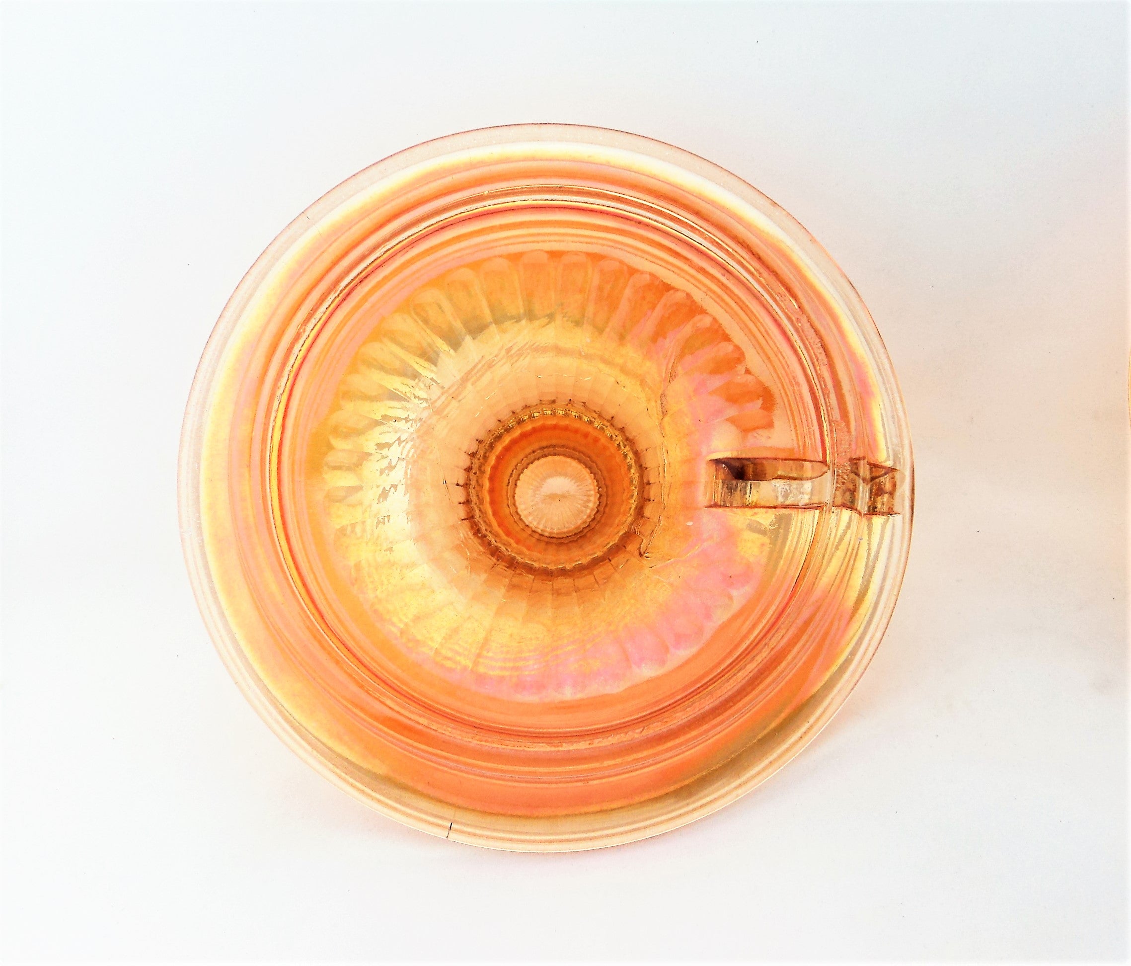 Vintage Marigold Carnival Glass Candle Holder Pair