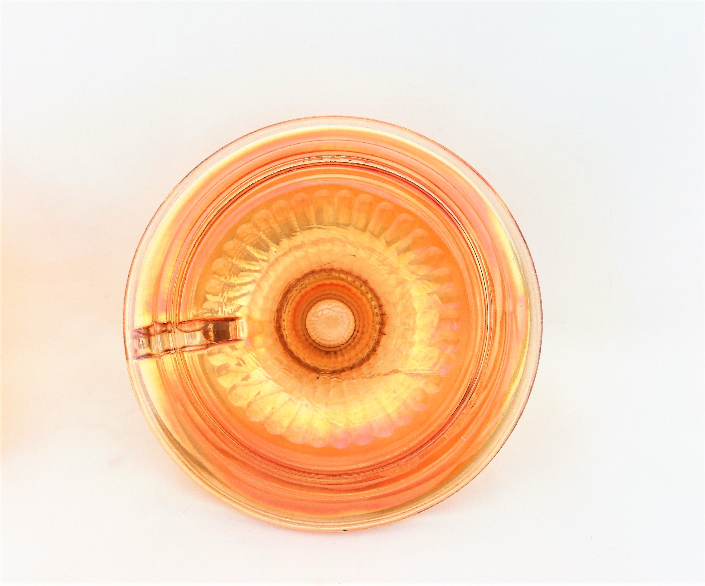 Vintage Marigold Carnival Glass Candle Holder Pair