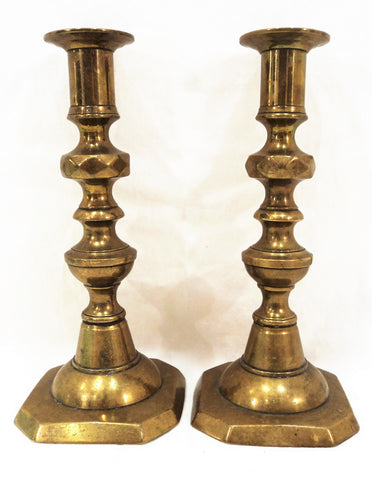 19th C. Brass Push-Up Candlestick