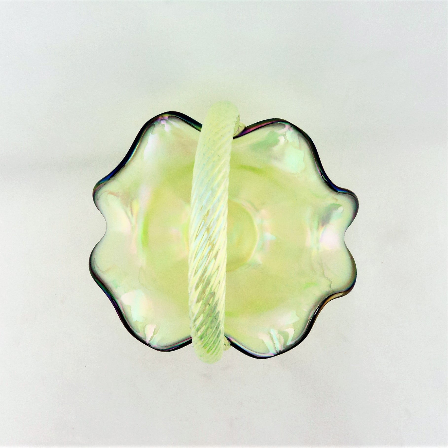 Fenton Green Iridescent Basket