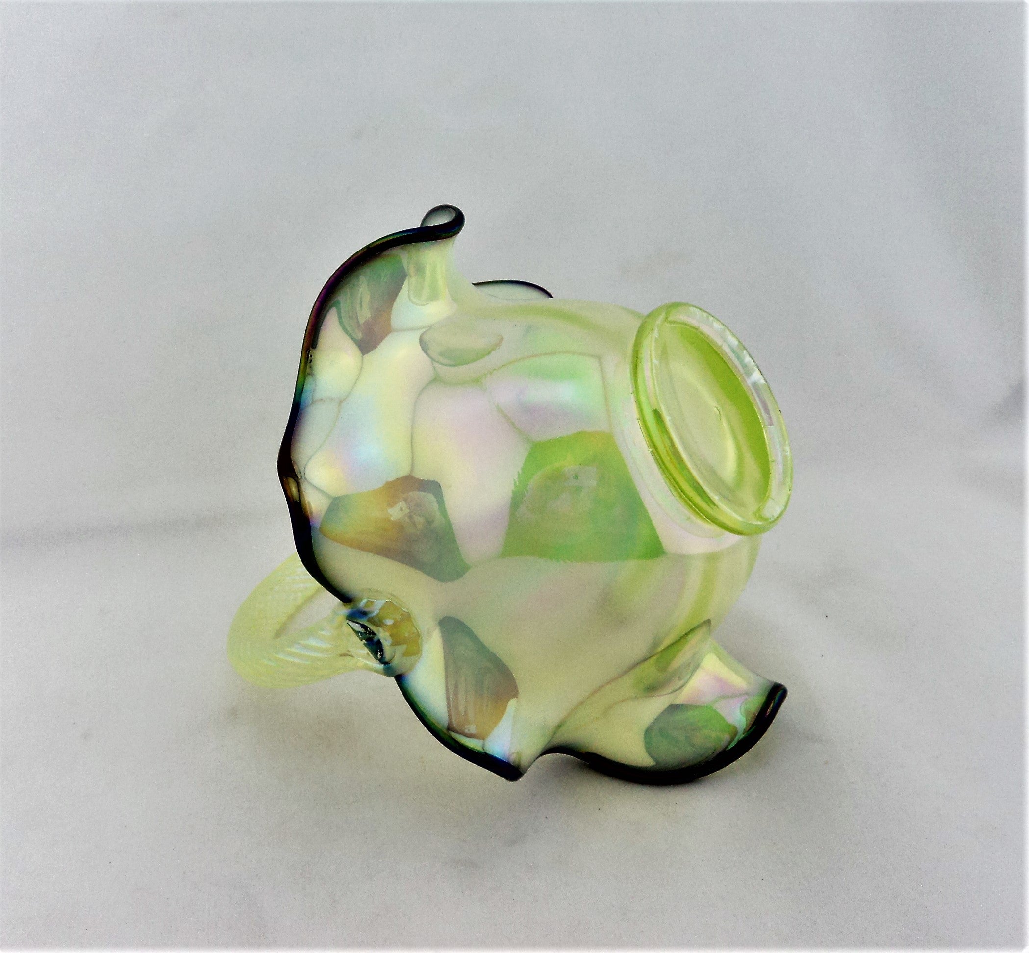 Fenton Green Iridescent Basket