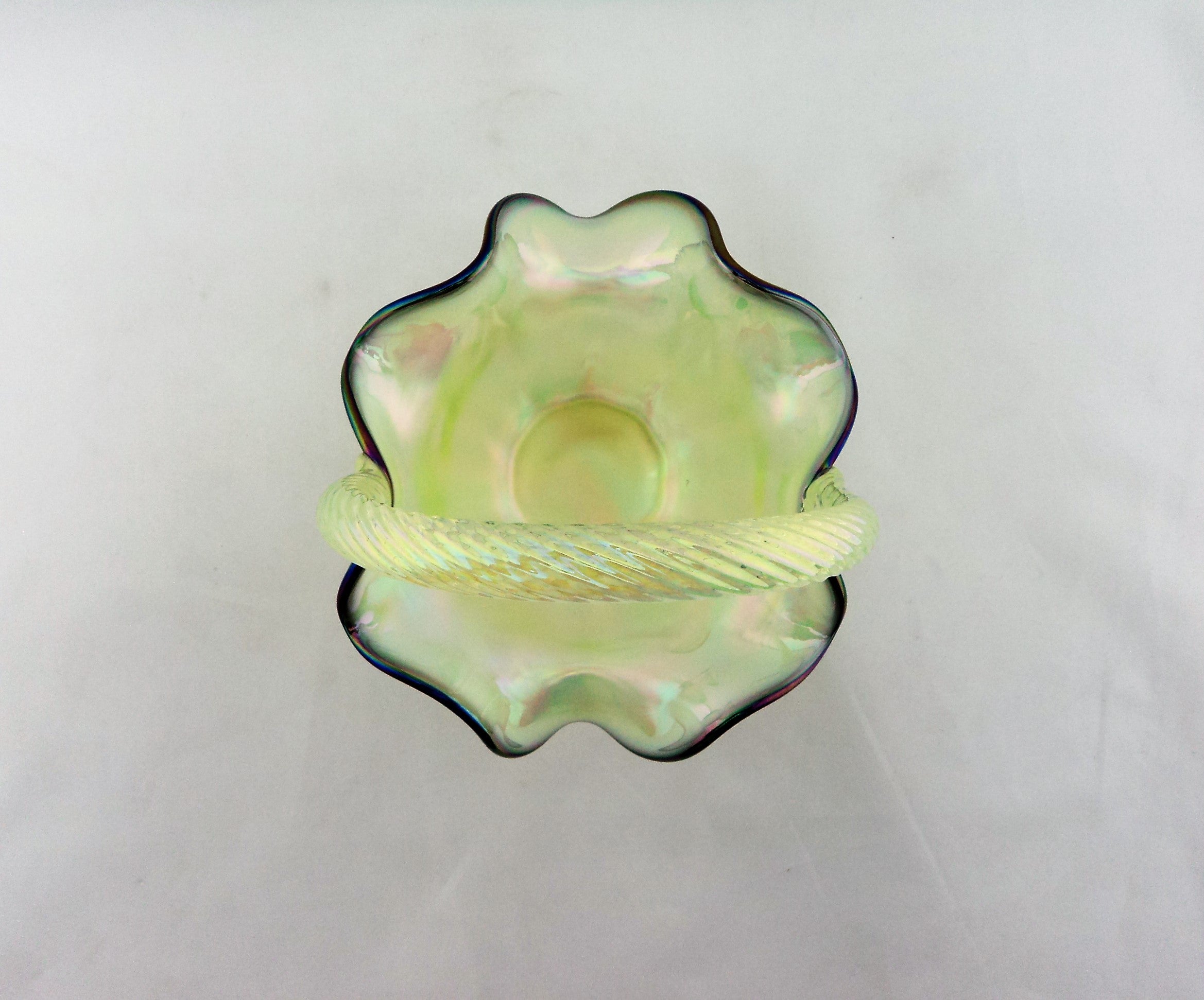 Fenton Green Iridescent Basket