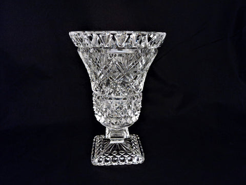 Pressed Glass Vase with Square Foot
