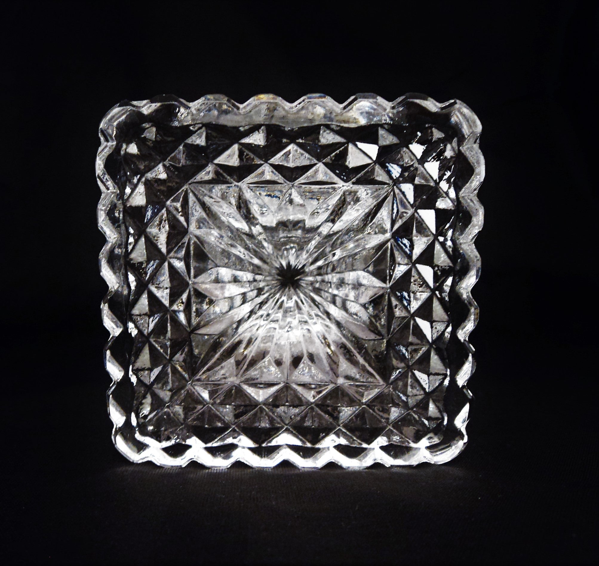 Pressed Glass Vase with Square Foot