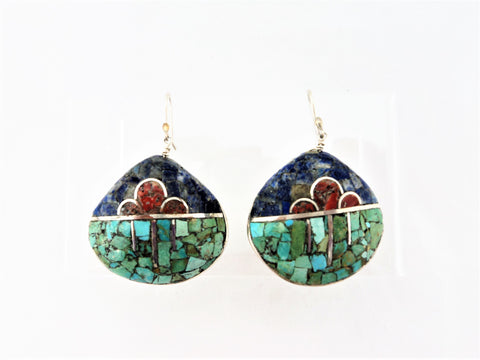 Santo Domingo Mosaic Rain Cloud Clamshell Earrings