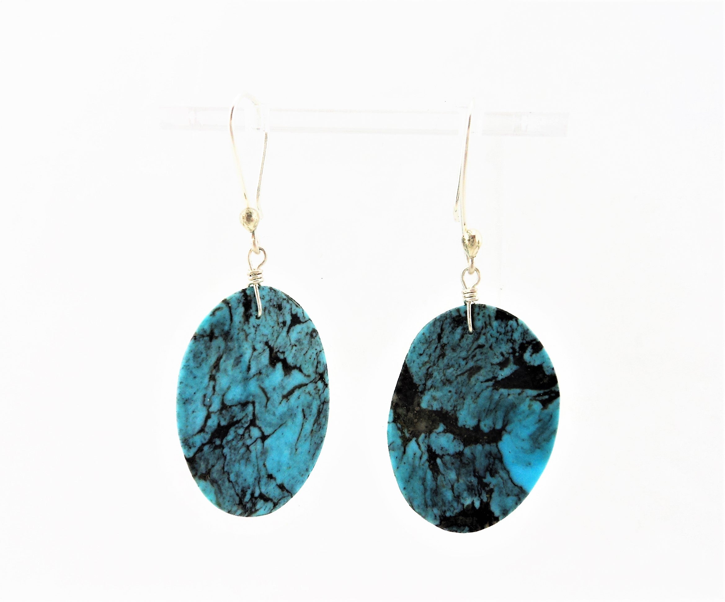 Santo Domingo Oval Turquoise Wafer Earrings