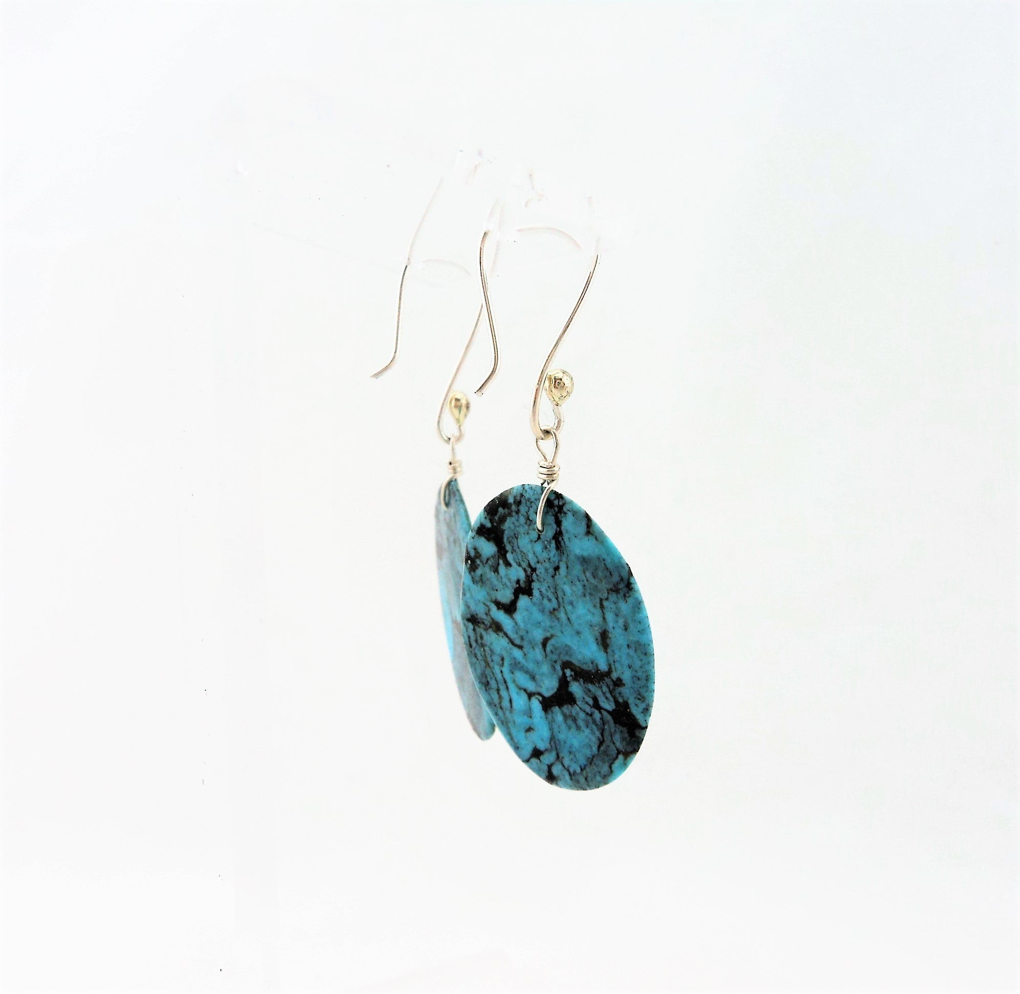 Santo Domingo Oval Turquoise Wafer Earrings