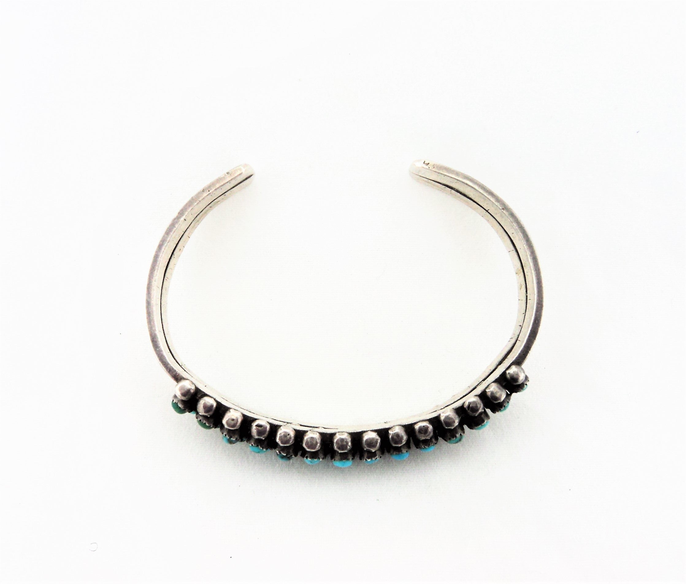 Old Zuni Turquoise Snake Eyes Petit Point Bracelet