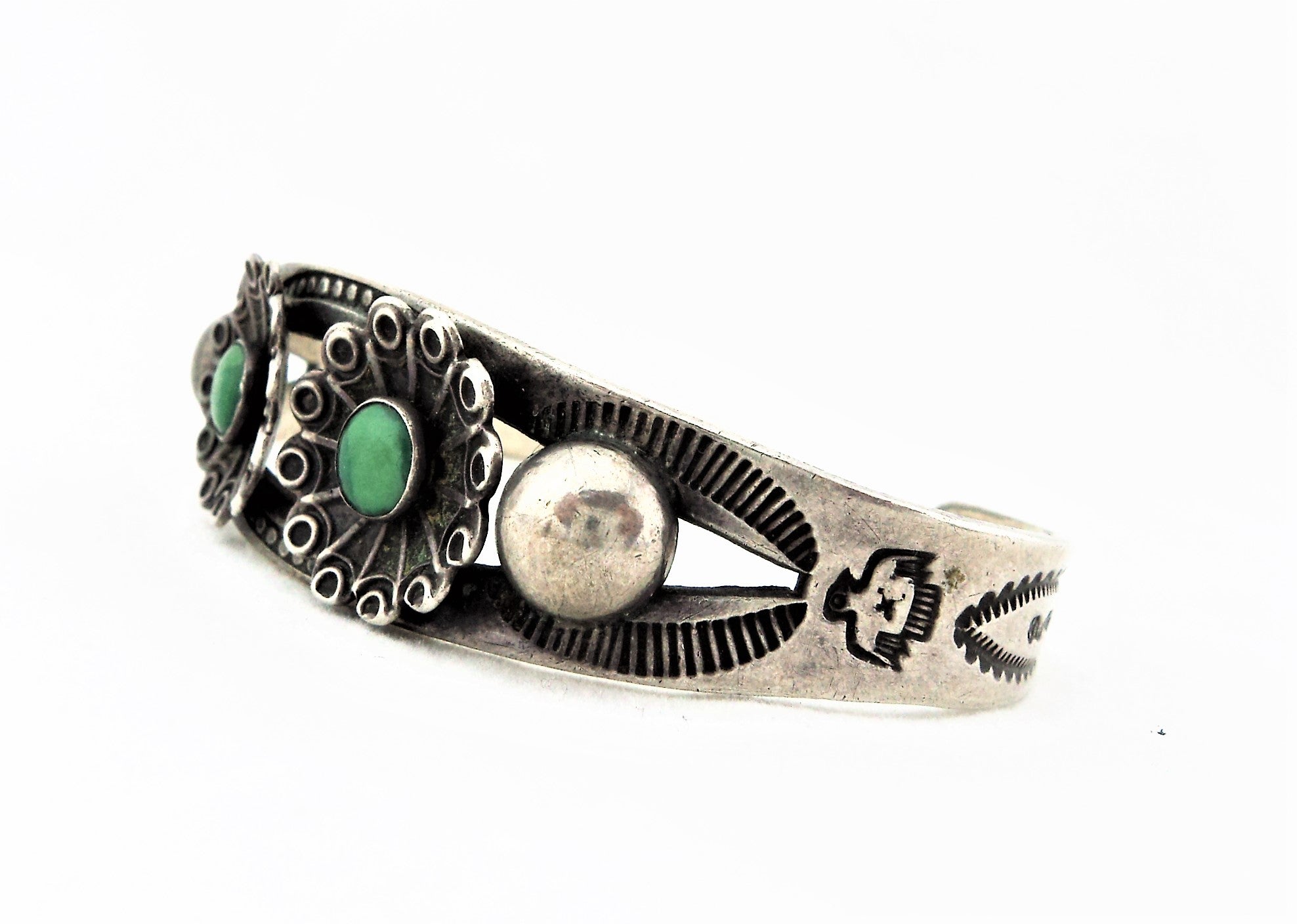 Antique Navajo Turquoise Sterling Silver Bracelet