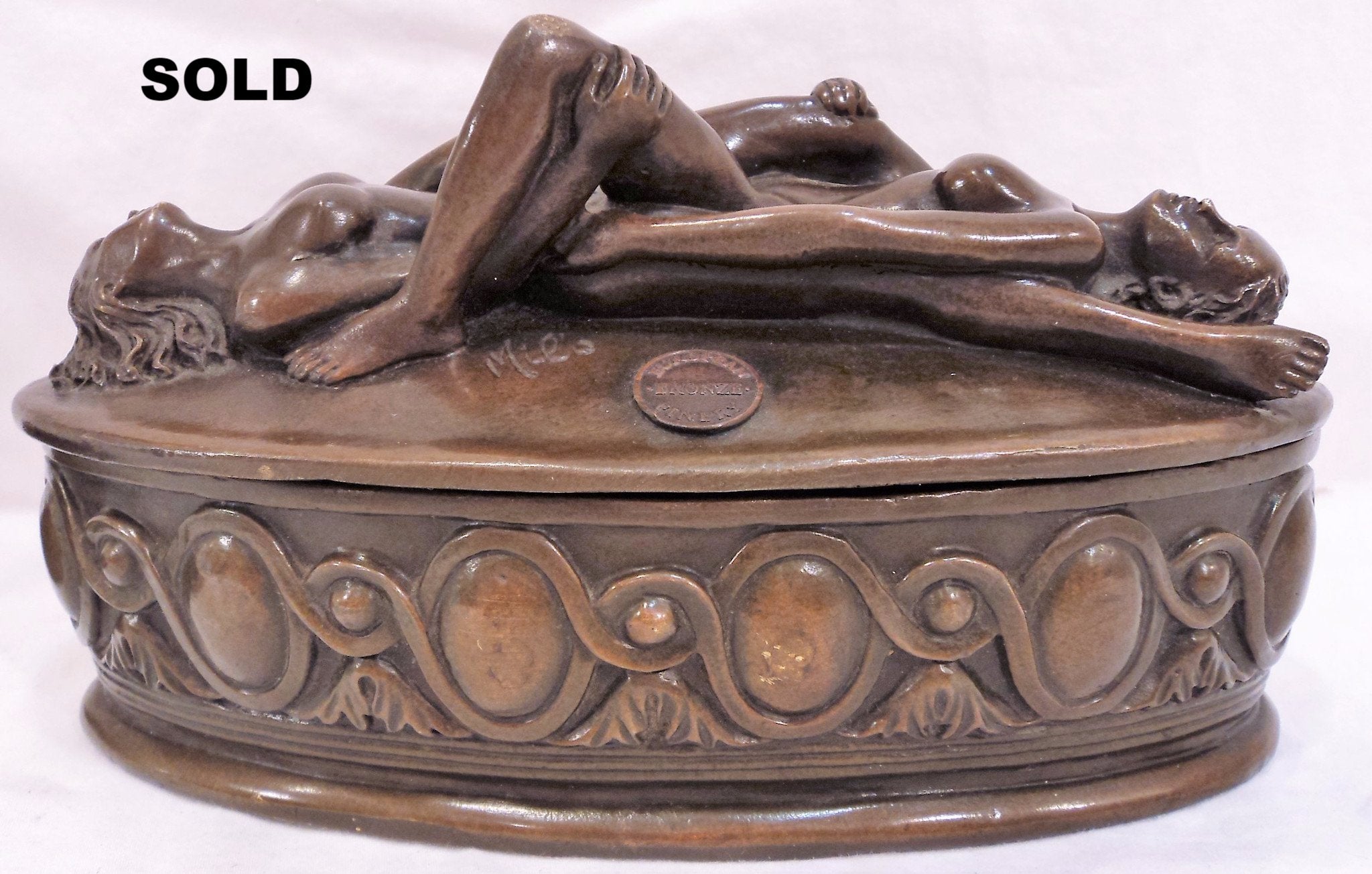 Max Milo (1938-) Nude Female Bronze Vanity Box