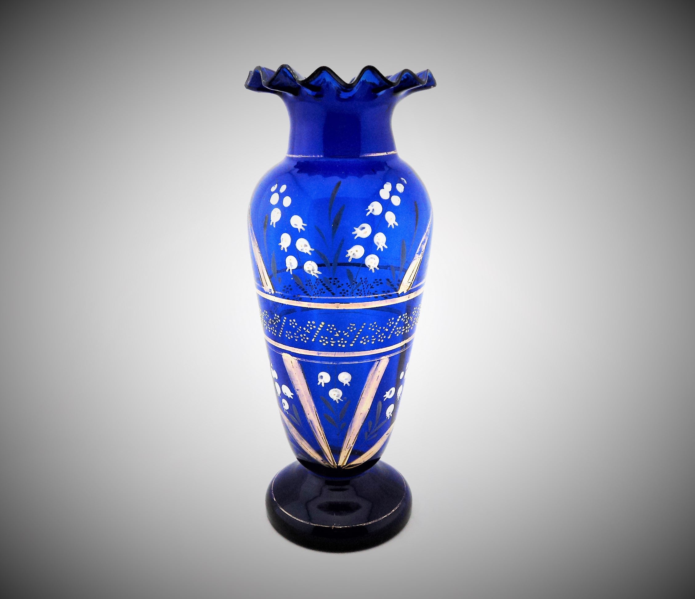 Victorian Cobalt Blue and Enamel Vase