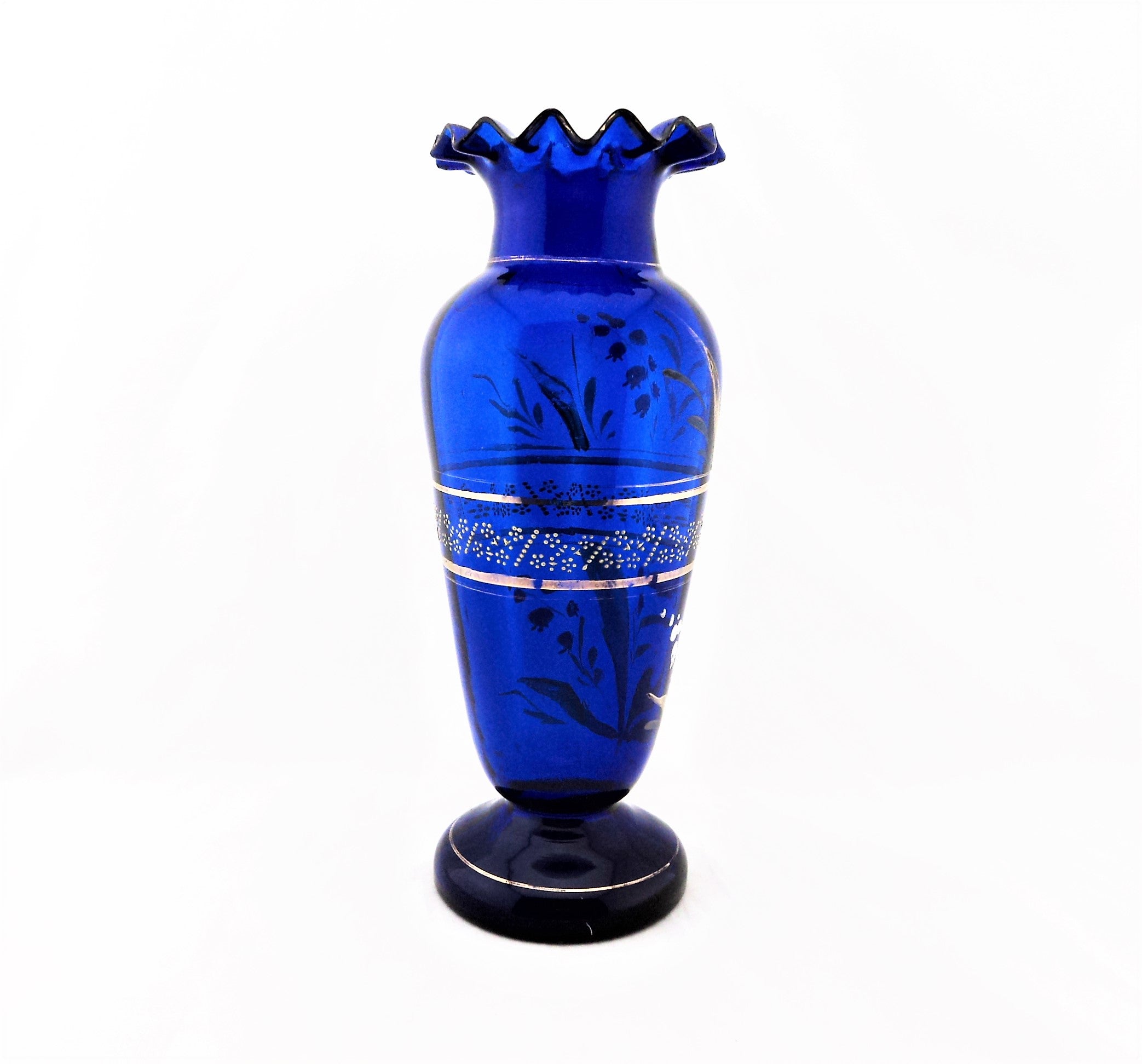 Victorian Cobalt Blue and Enamel Vase