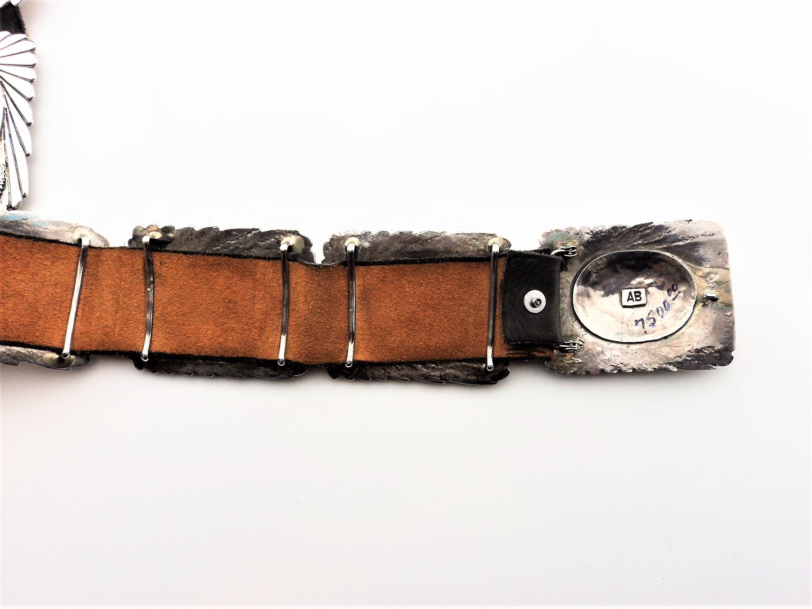 Abraham Begay Mediterranean Coral, Turquoise and Sterling Concho Belt