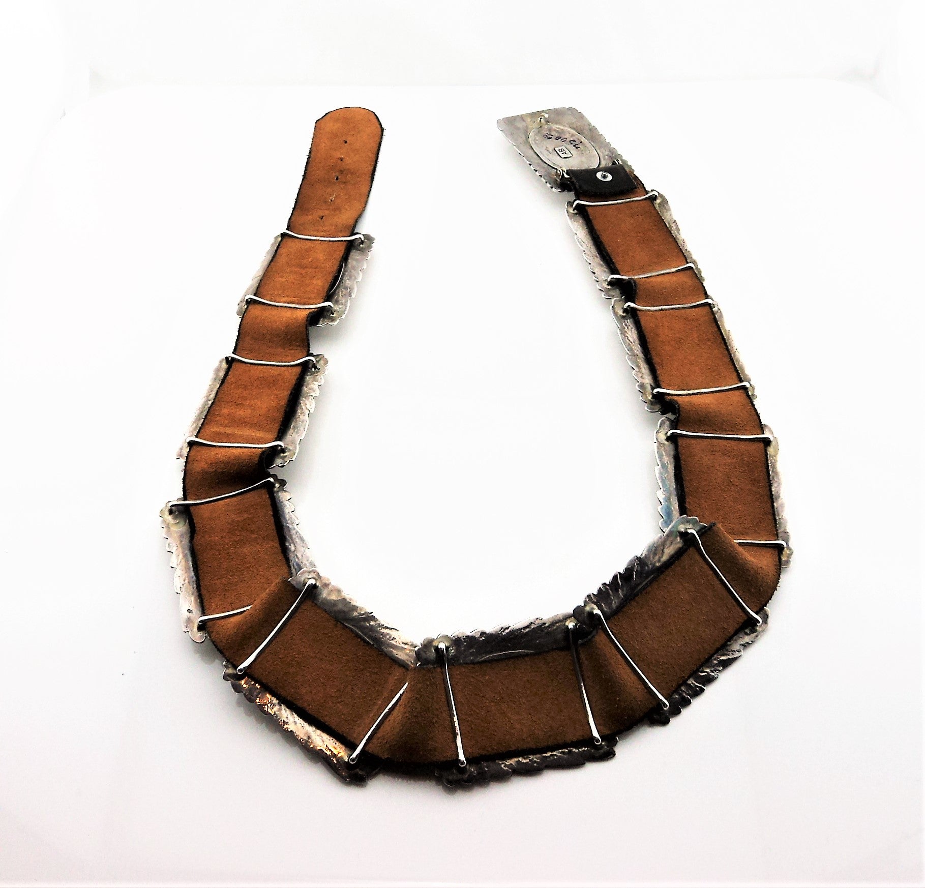 Abraham Begay Mediterranean Coral, Turquoise and Sterling Concho Belt