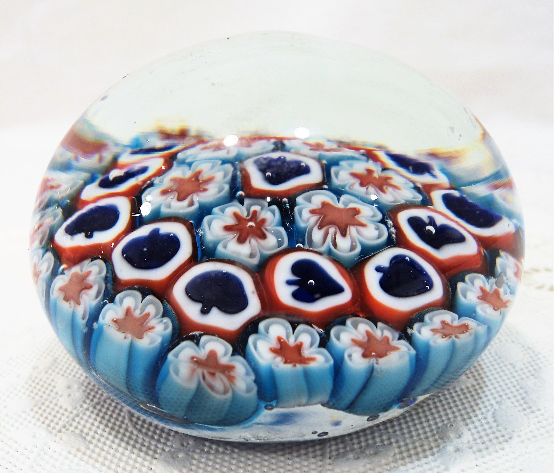 Red, White and Blue Millefiori Paperweight