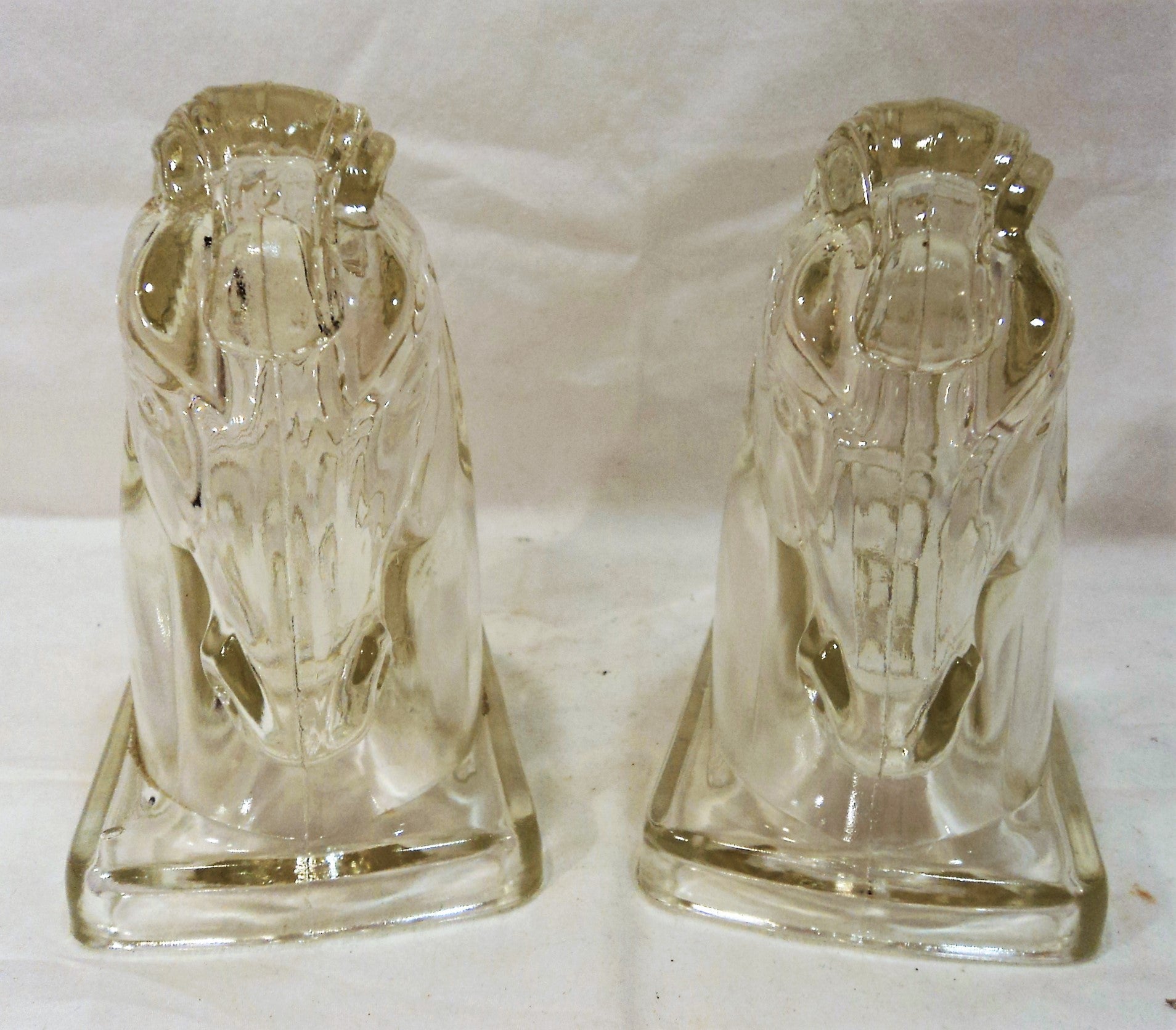 Glass Horse Bookend Pair