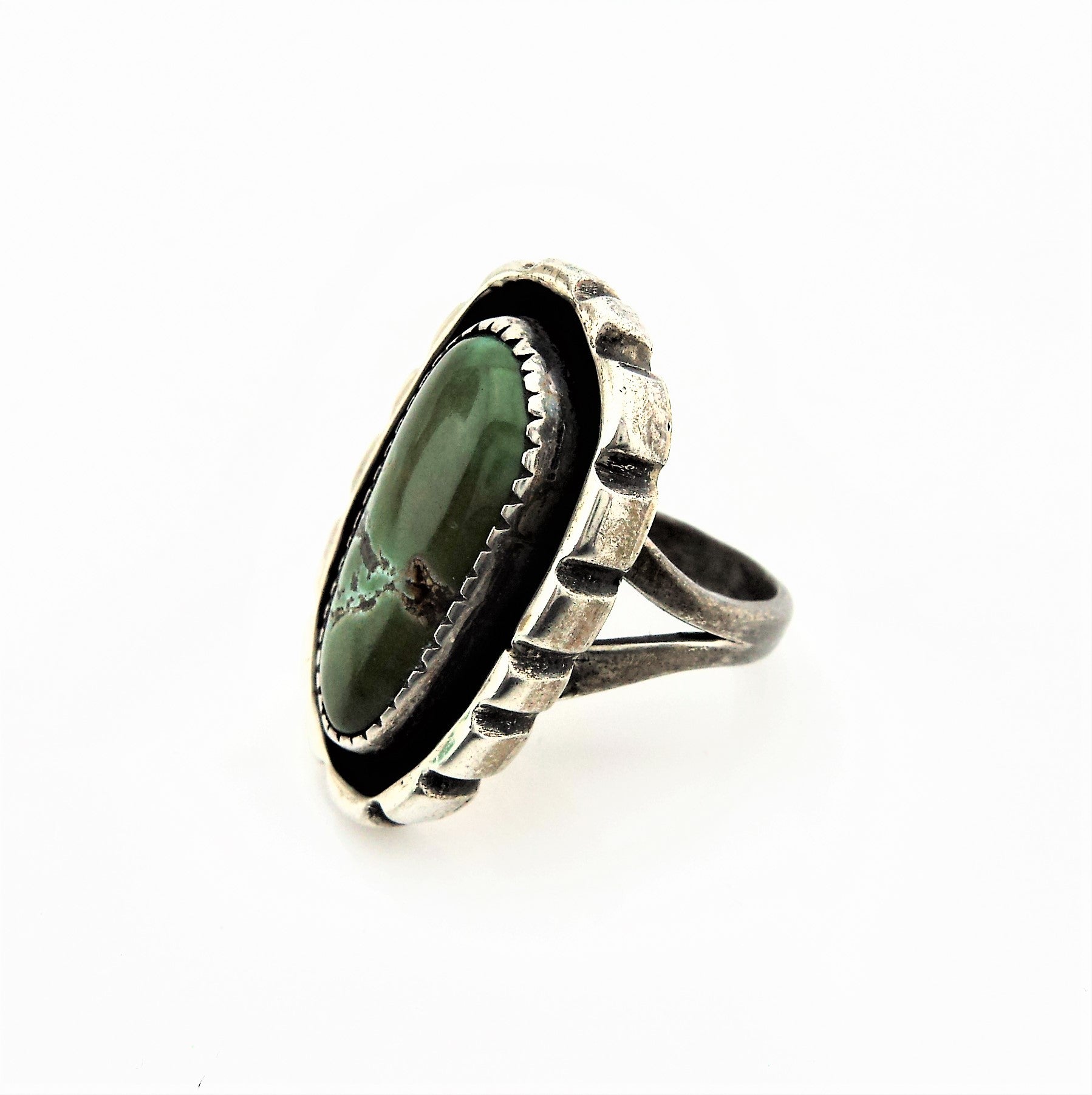 Native American Sterling Silver Green Turquoise Ring