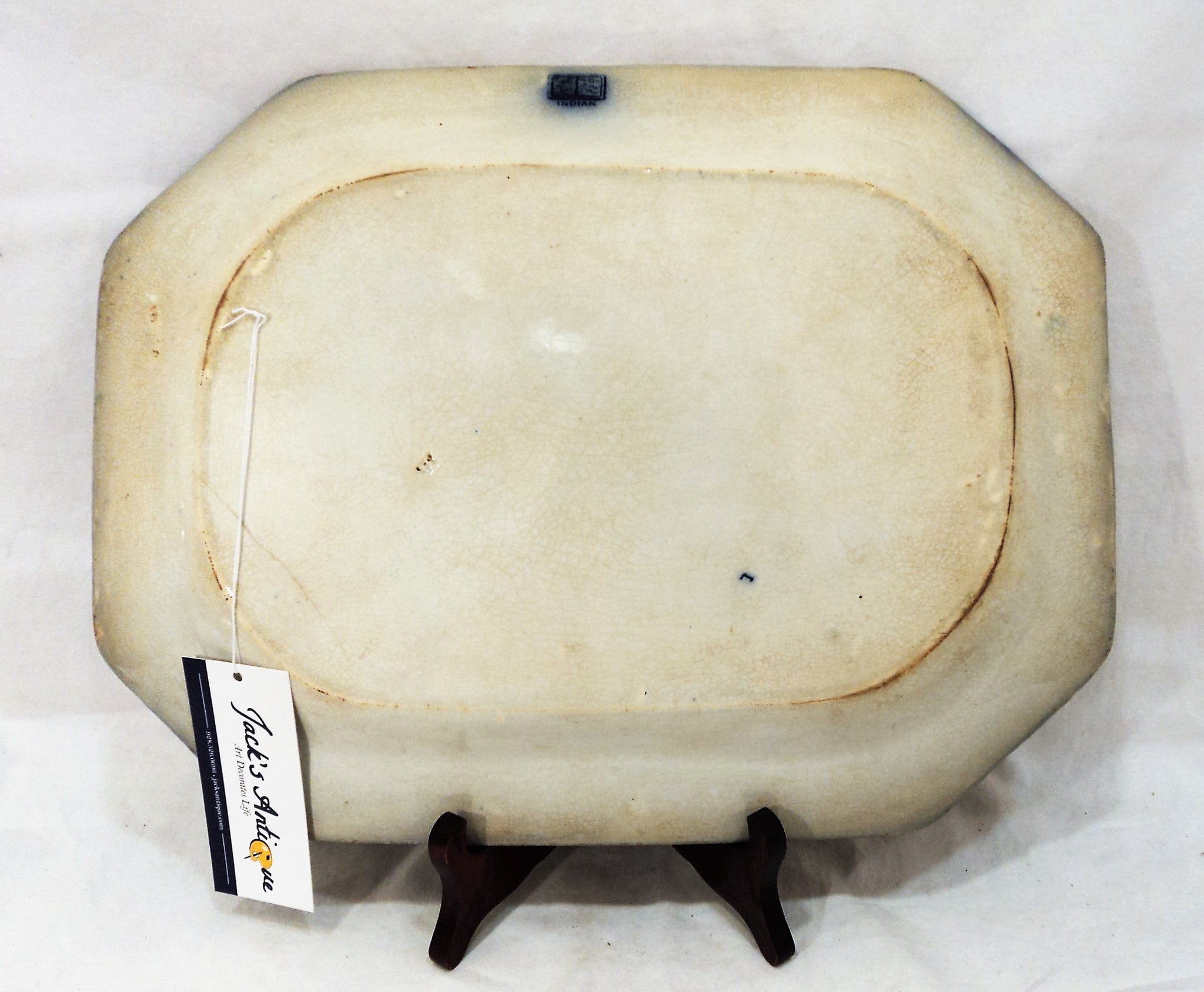 1860s Antique Flow Blue Octagonal Platter