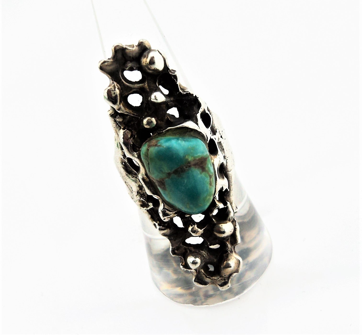 Sand Cast Sterling Silver Turquoise Ring