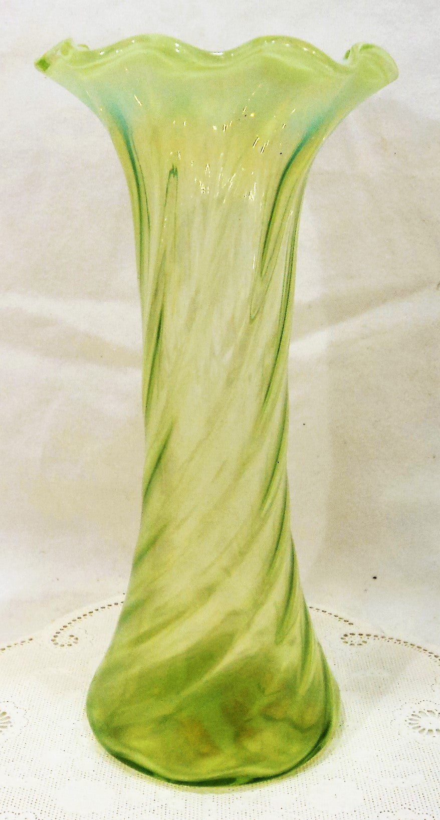 Green Vaseline Glass Vase