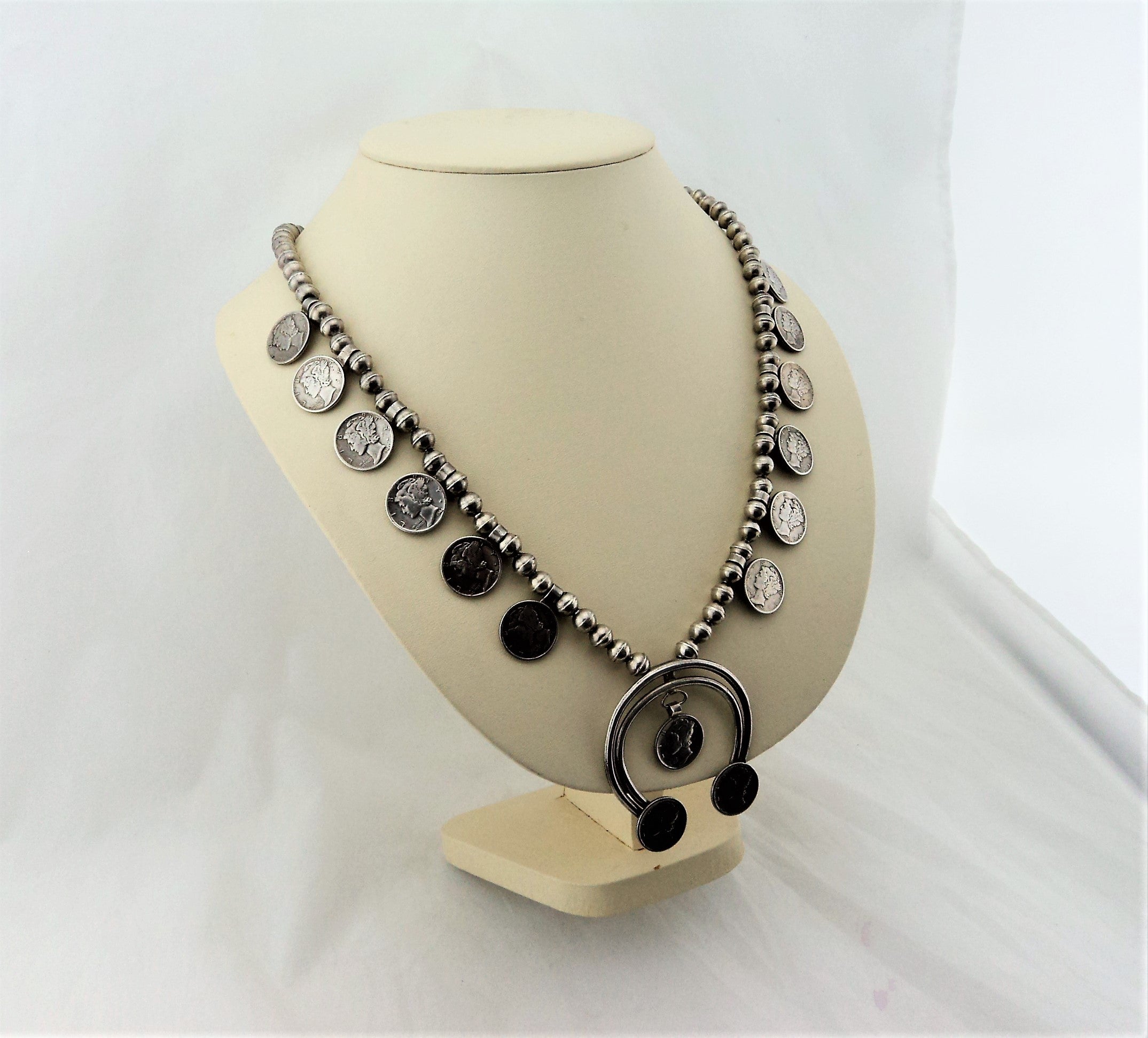Mercury Dime Squash Blossom Necklace