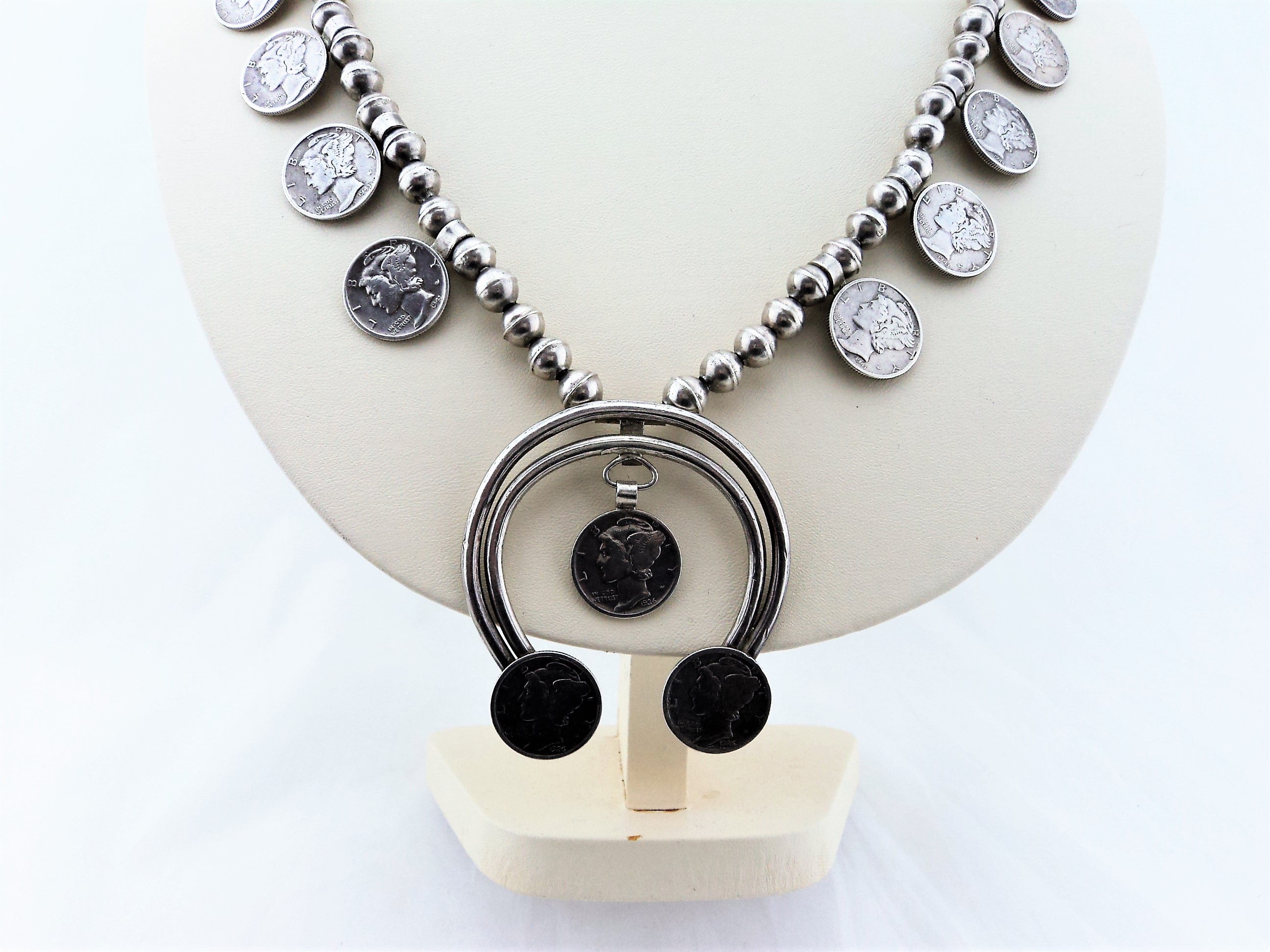 Mercury Dime Squash Blossom Necklace
