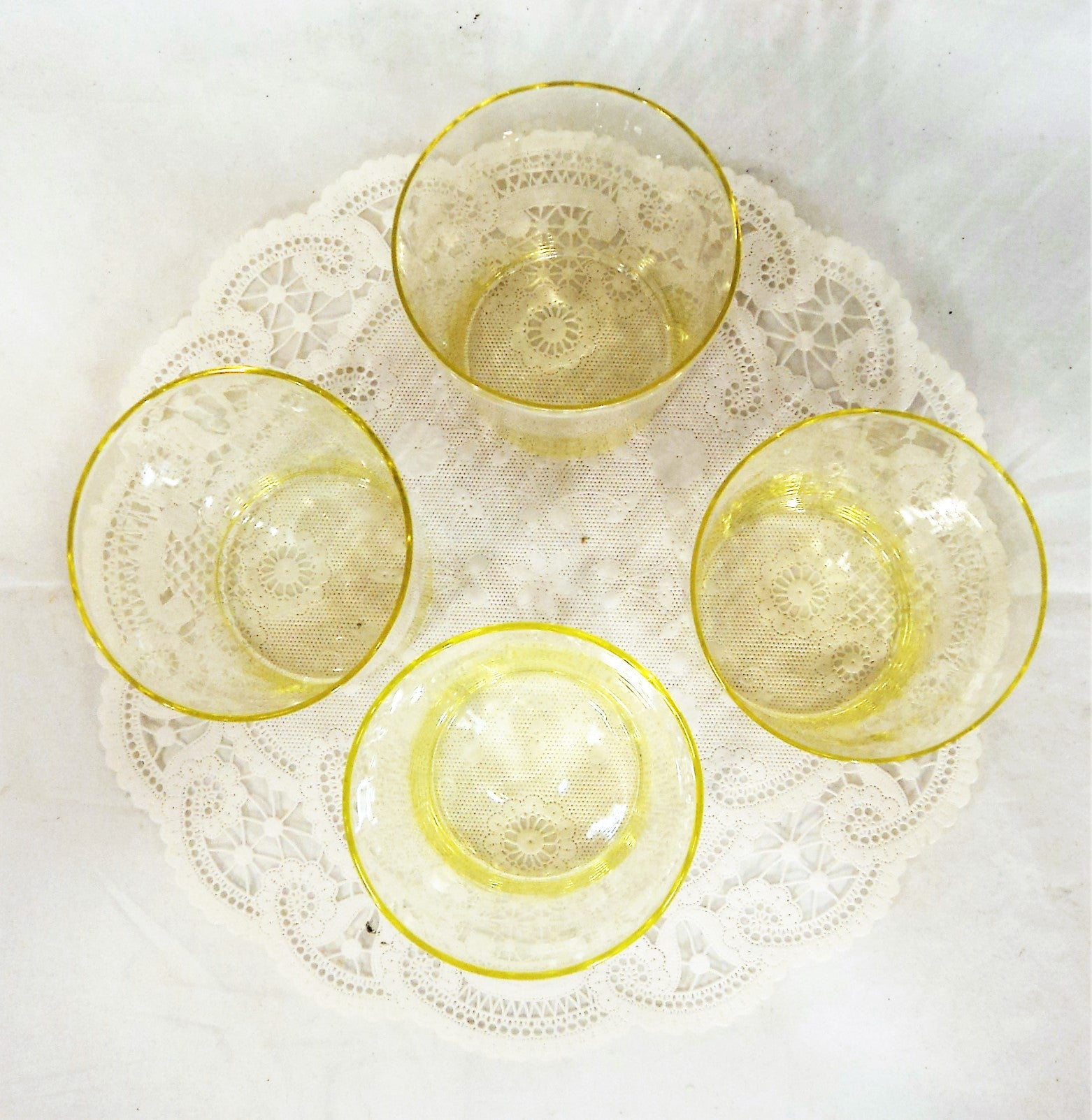 Hand-blown Vaseline Glass Tumbler Set