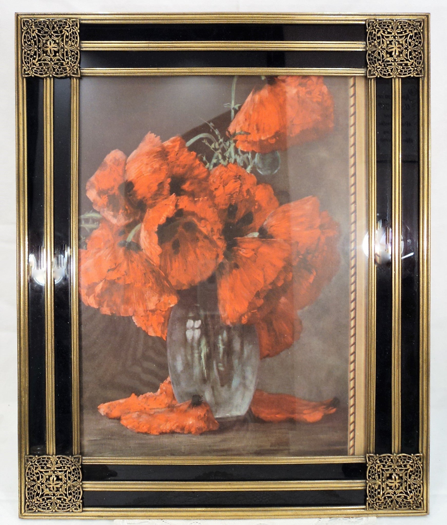 Vintage Brass Frame w/Floral Print