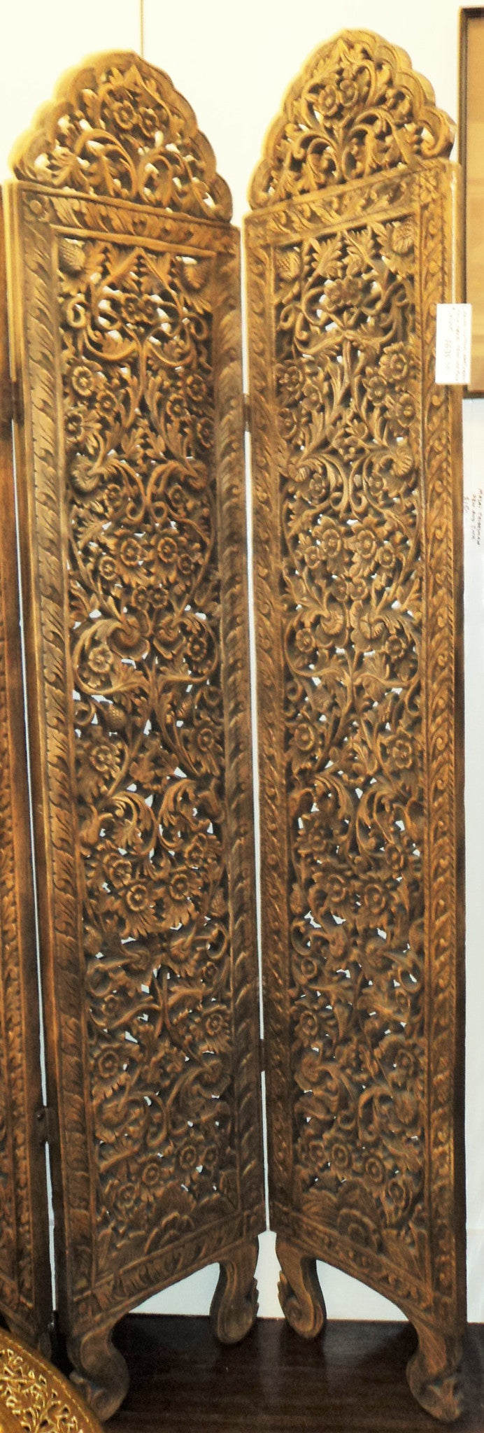 Six-panel Wood Carved Reticulated Screen