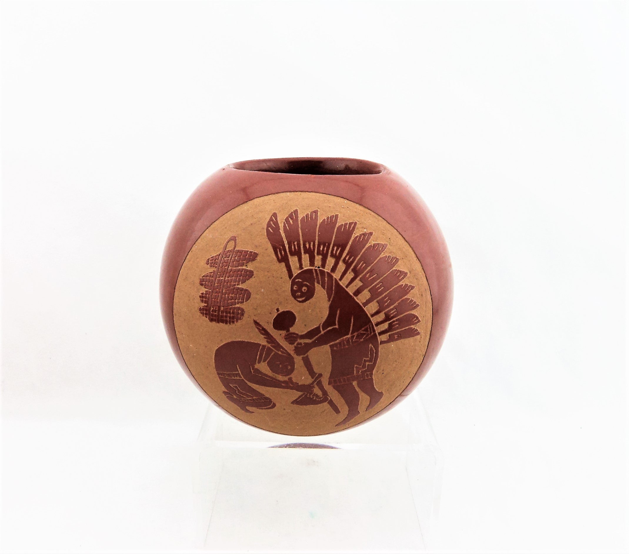 Santa Clara Sgraffito Redware Pottery Camillo Tafoya (1902-1995)