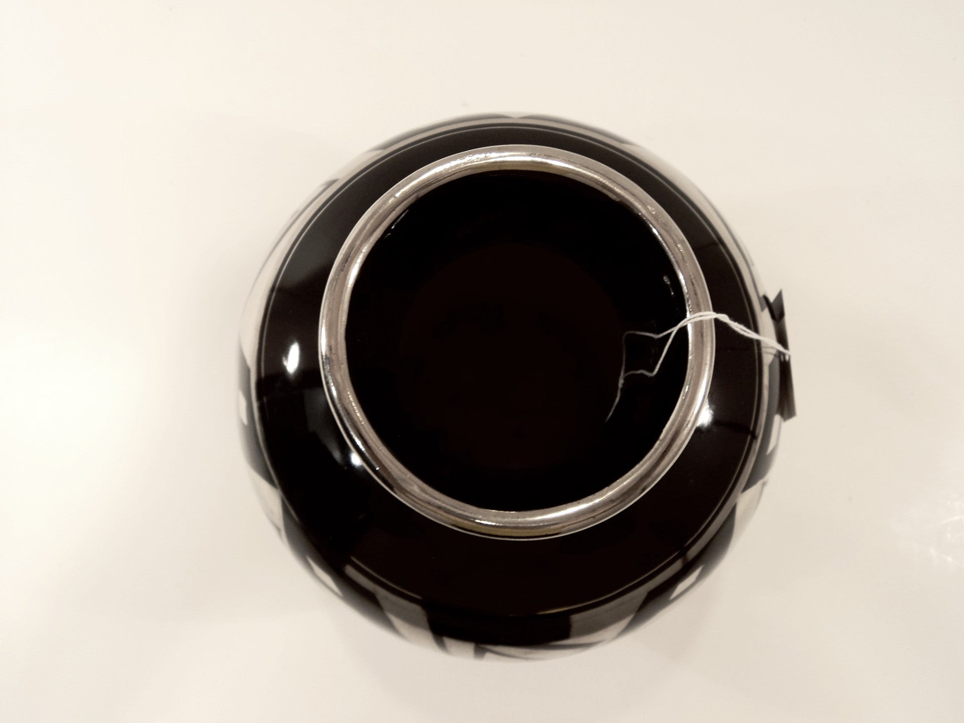 Art Deco French ODYV Black & Silver Ceramic Vase
