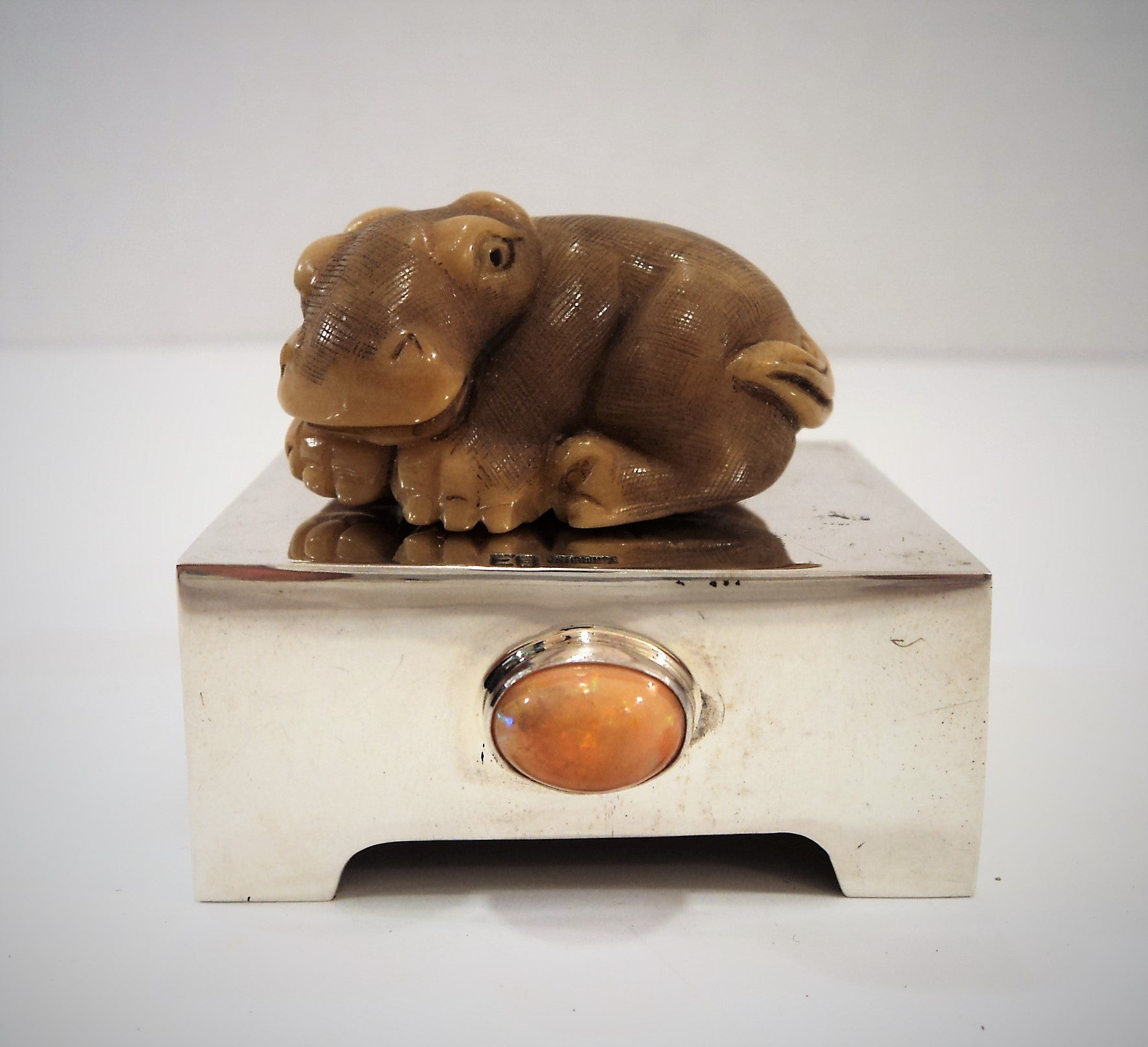 Edison Begay Hippo w/ Sterling Silver Stand
