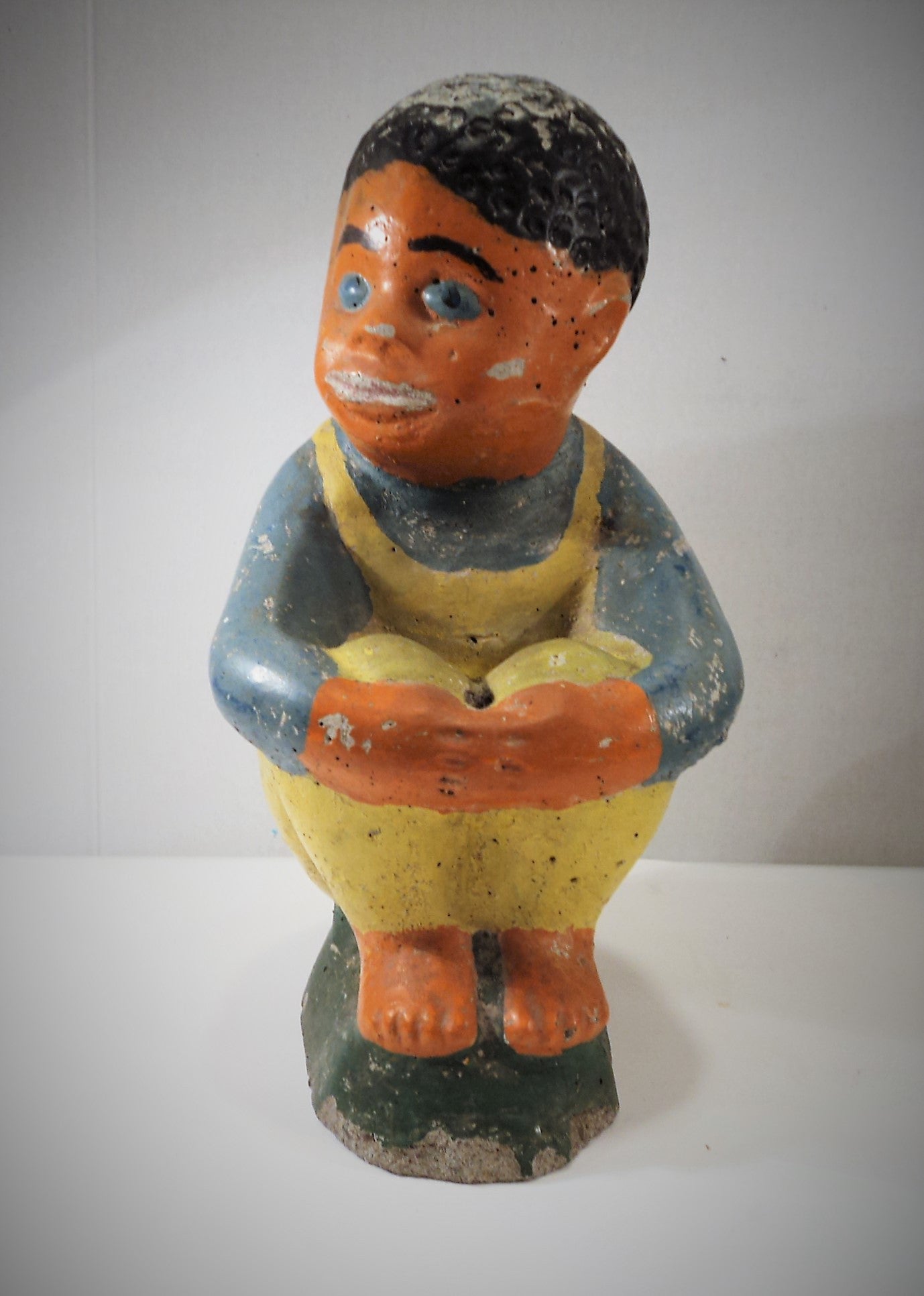 Vintage Black Boy Fishing Statue 